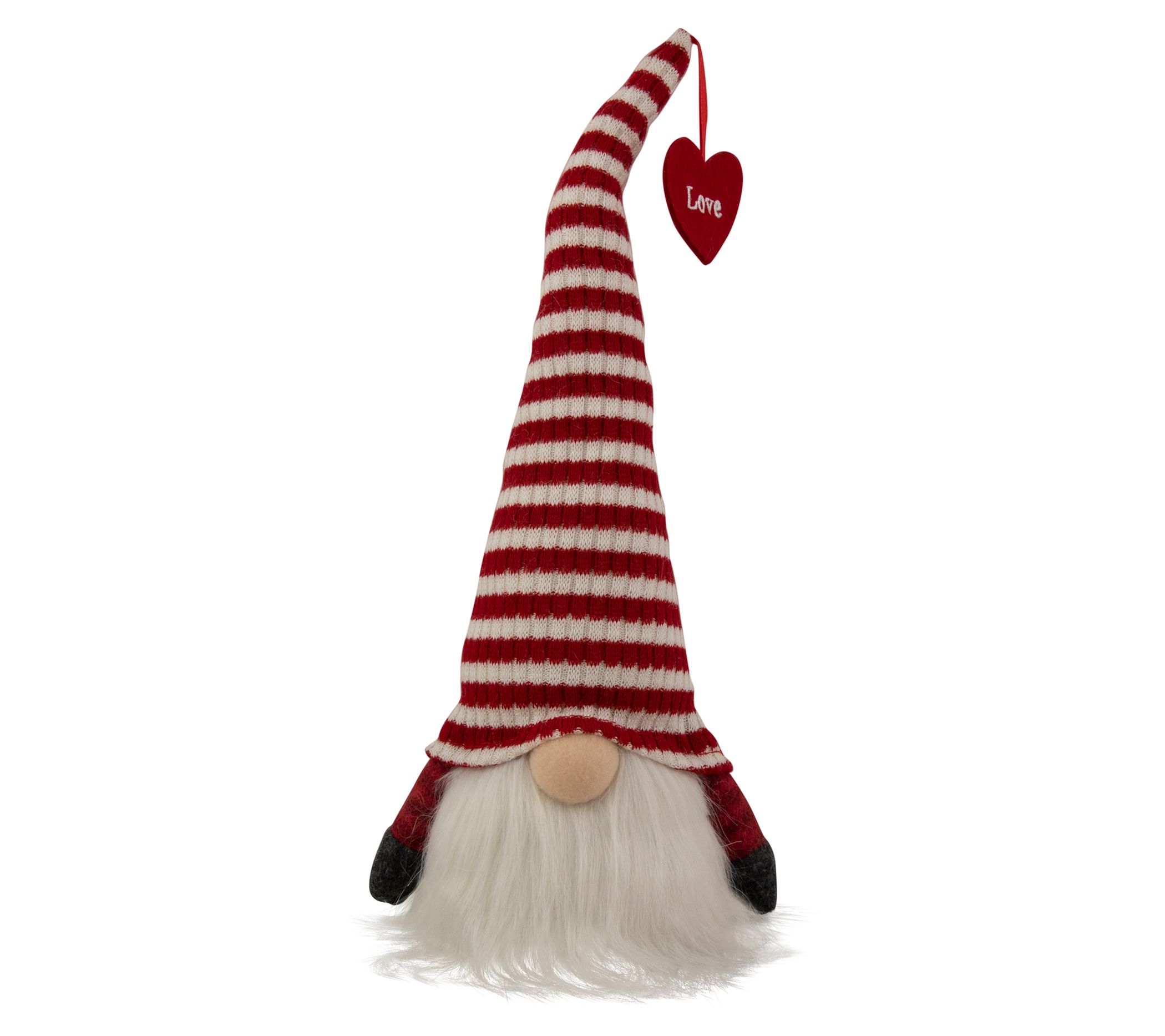 Northlight Lit Red & White Striped Hat Valentin e's Day Gnome