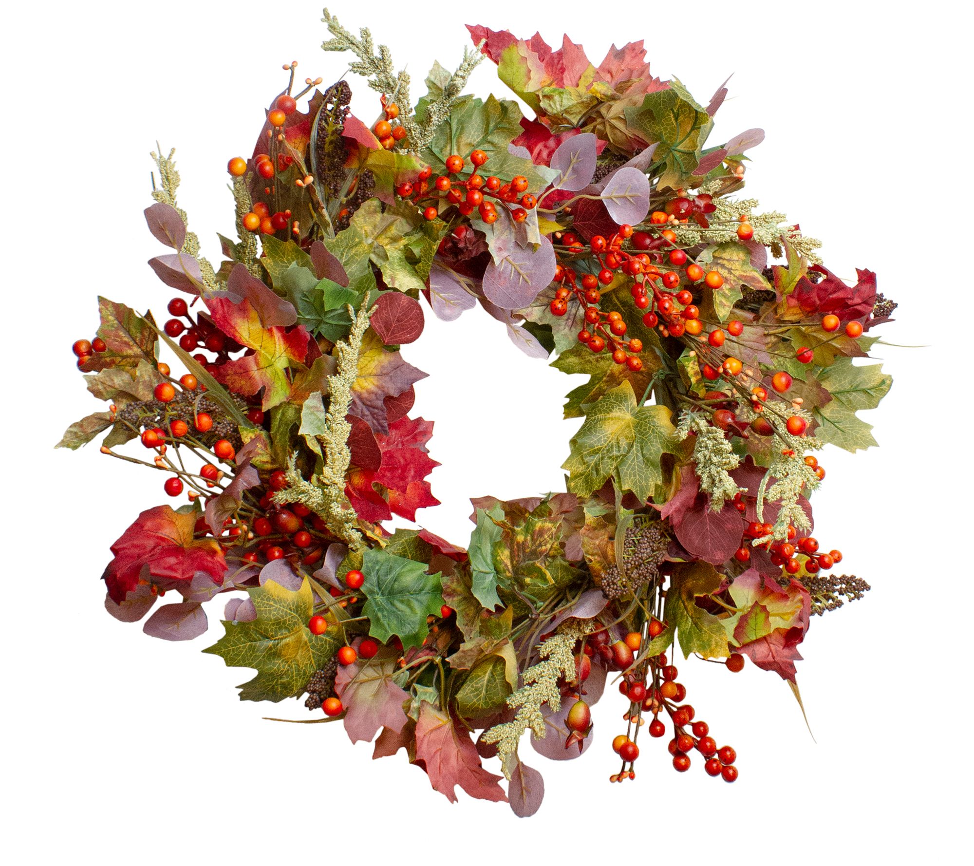 Northlight Leaves & Berries Fall Harvest Wreath- 20"