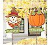 Glitzhome 36"H Fall Metal Scarecrow & Pumpkin Y ard Stakes S/2, 3 of 3