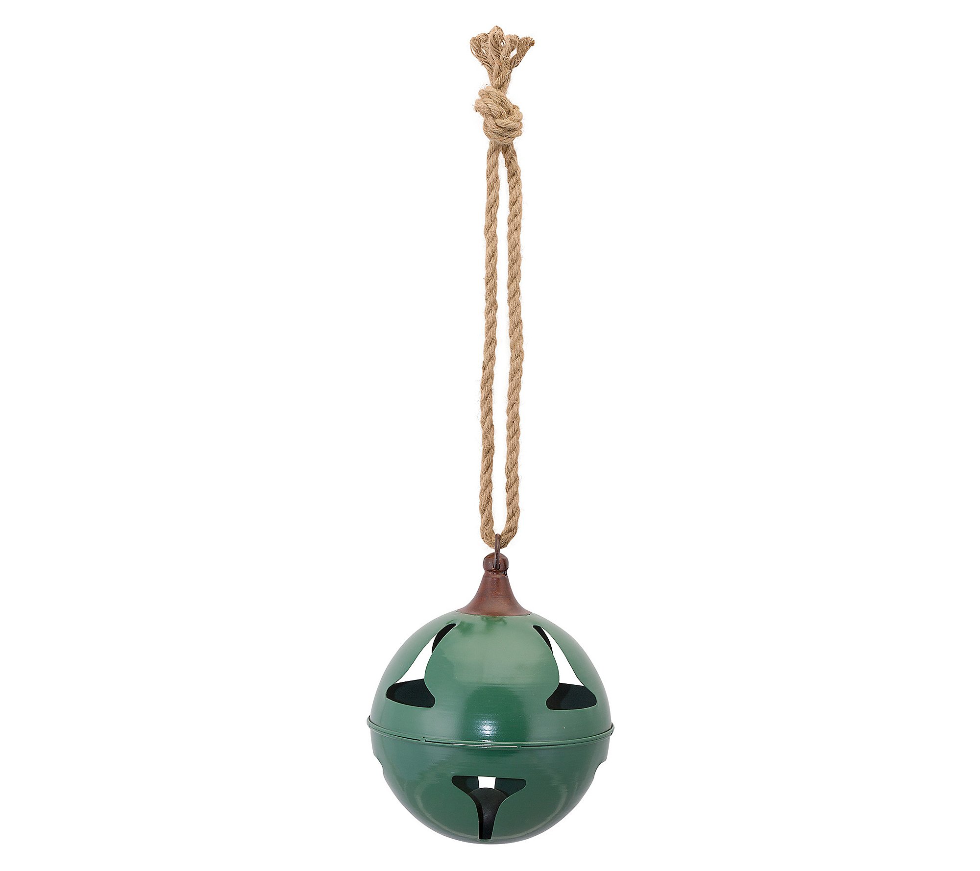 Melrose Green Metal Sleigh Bell with Jute Hange r (Set of 2)