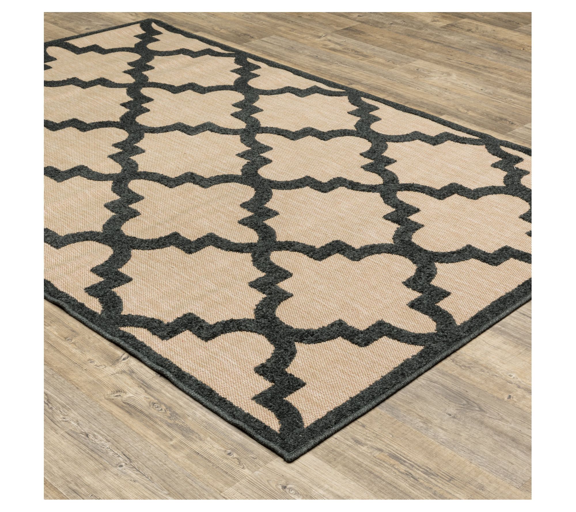 Veranda Living In/Out Gray Geometric Lattice 5'3"x7'6" Rug