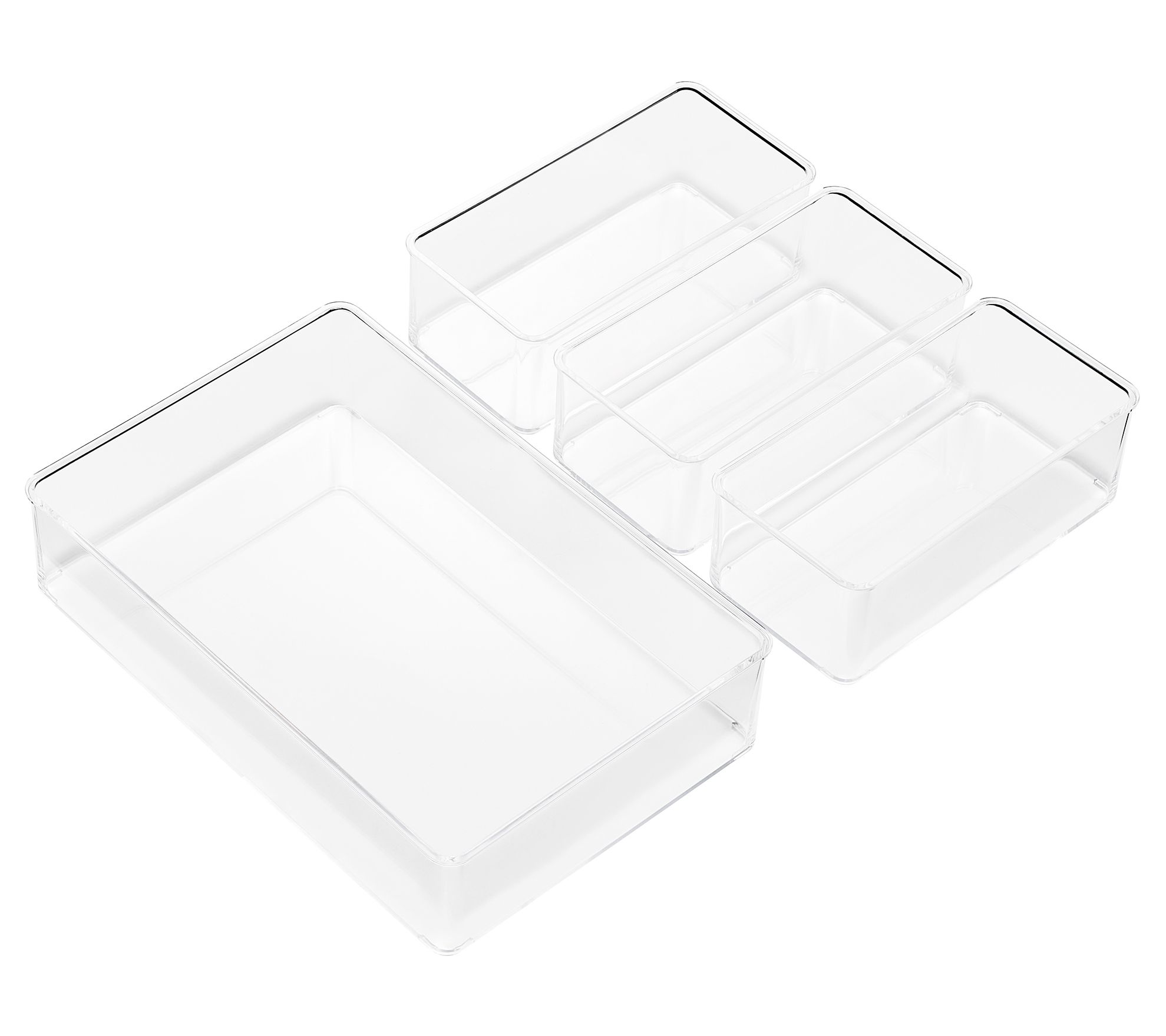 Sorbus Clear Drawer Organizer 4-Piece Set, Multi-Purpose Bins