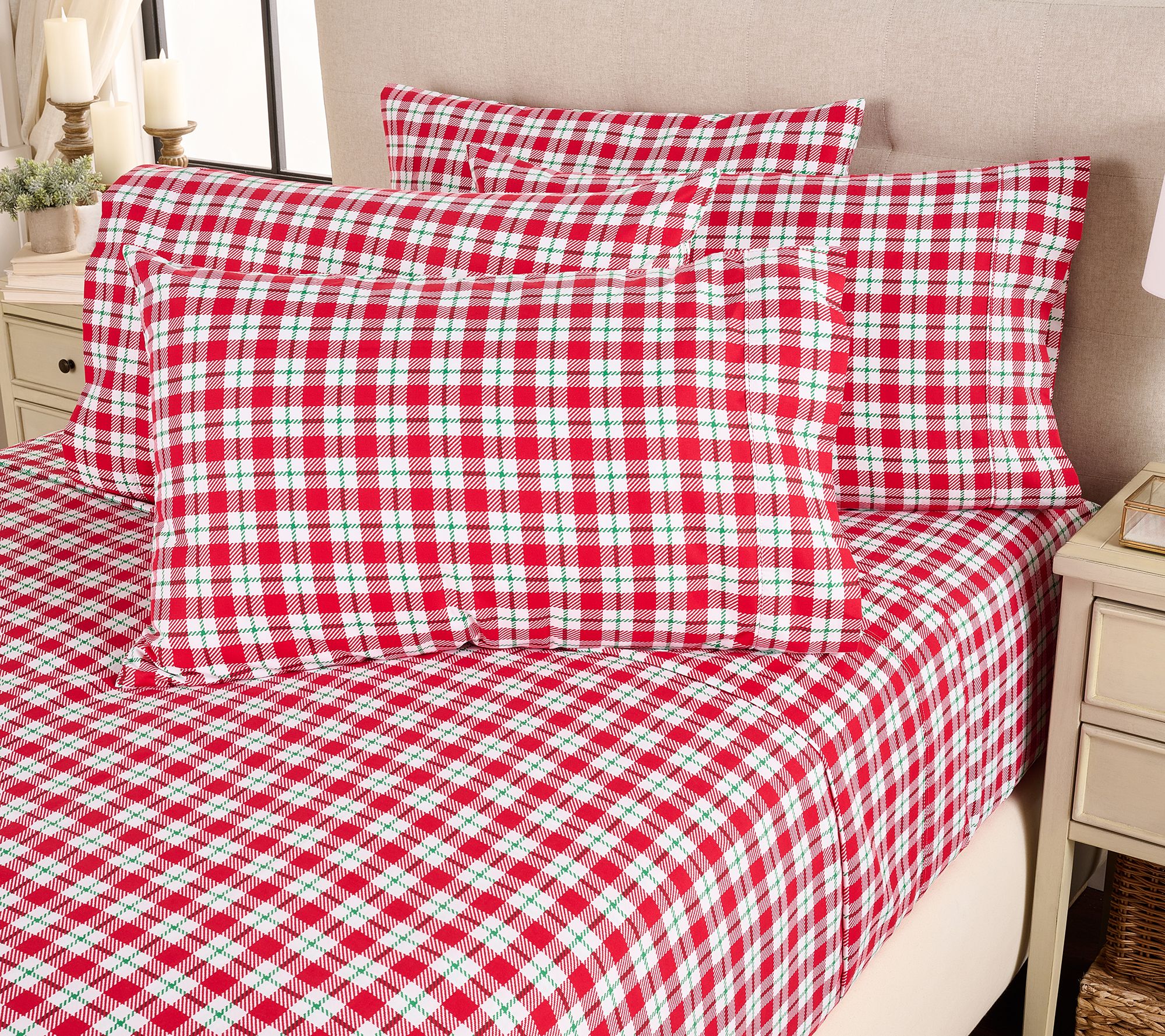 Home Reflection Double Brushed Holiday Sheet Set with Extra Pillowcases