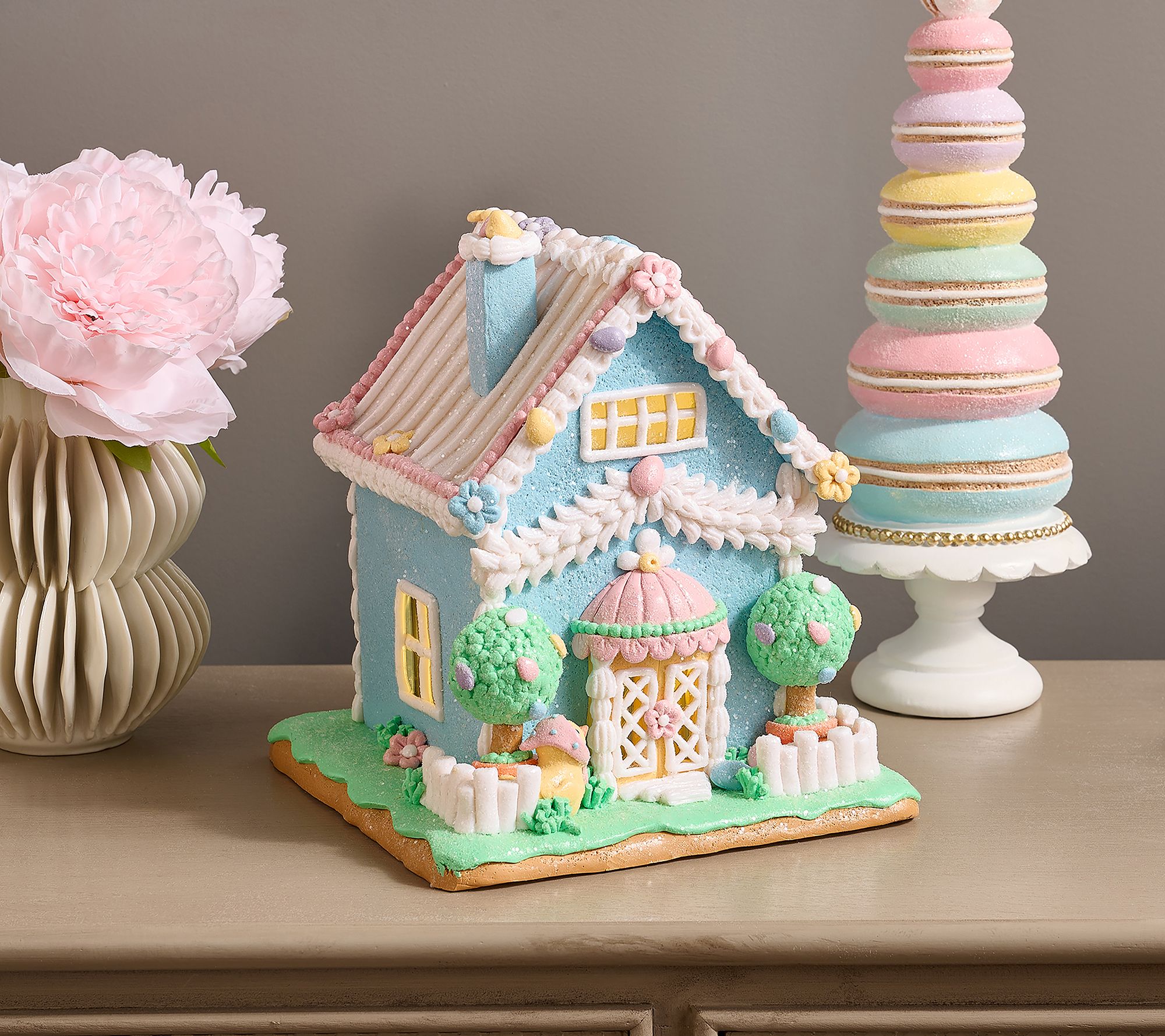 Illuminated Gingerbread Easter House with Chick by Valerie