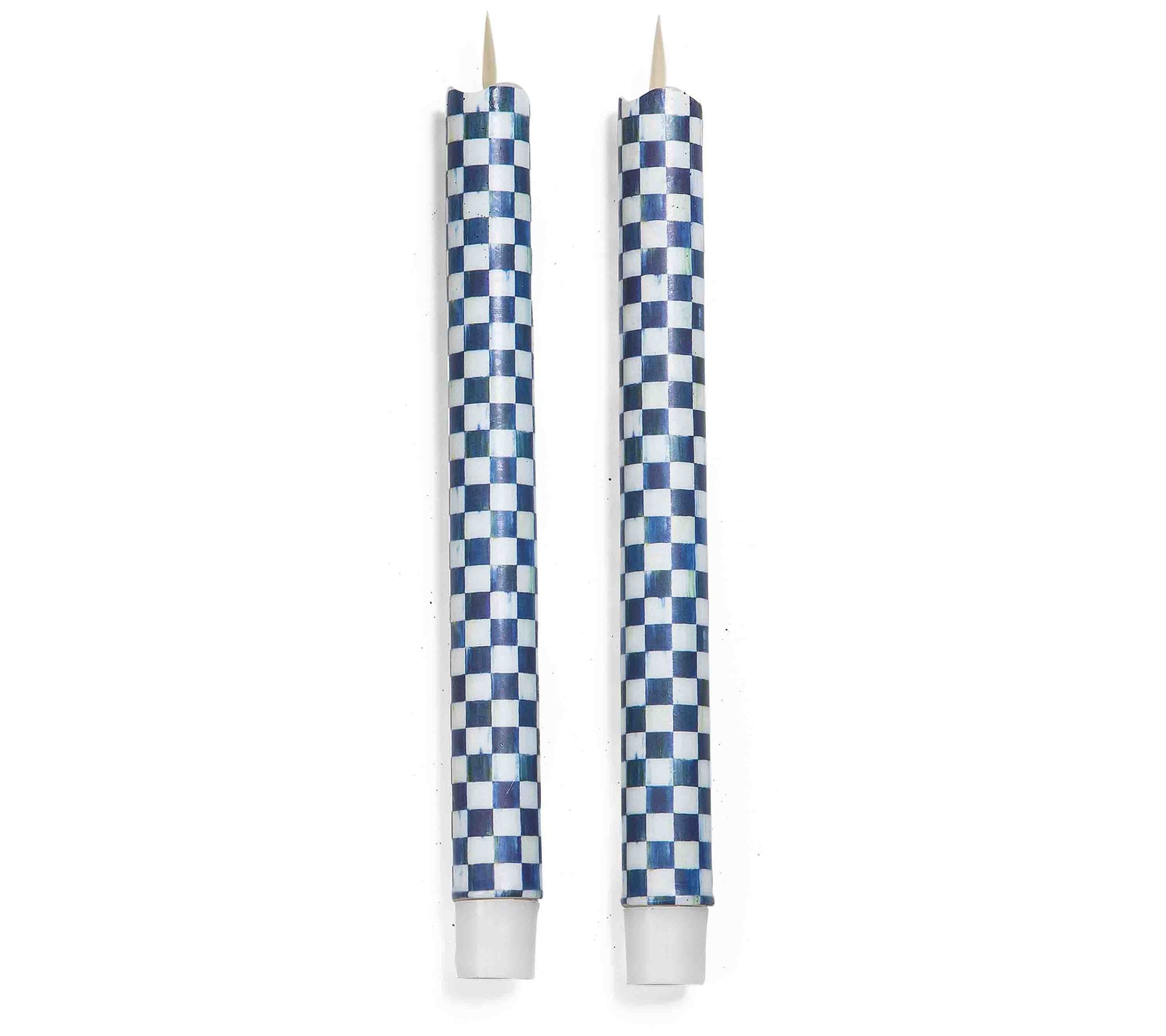 As Is Mackenzie-Childs Set/2 Checked Flicker Taper Candles