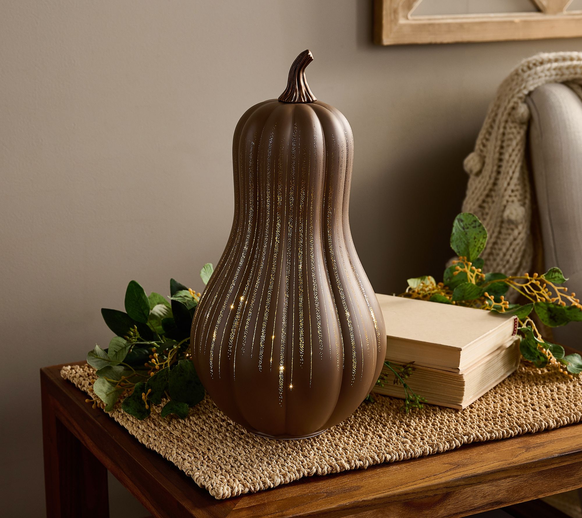 "As Is" 13" Illuminated Starry Night Glass Gourd by Valerie