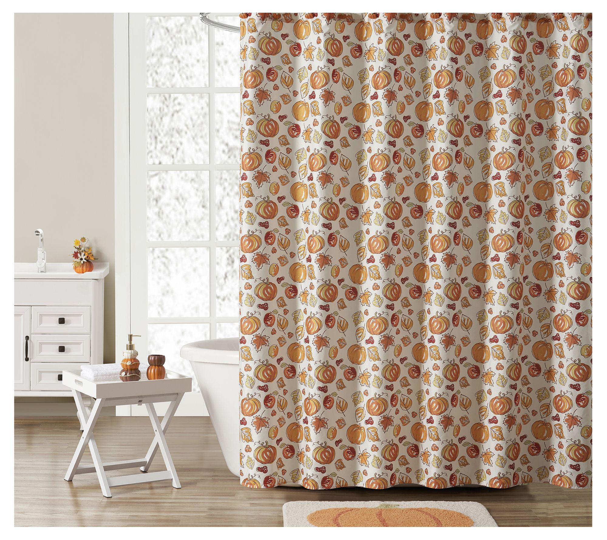 VCNY Home Autumn Leaves 16-pc Pumpkins Shower Curtain Bath Set