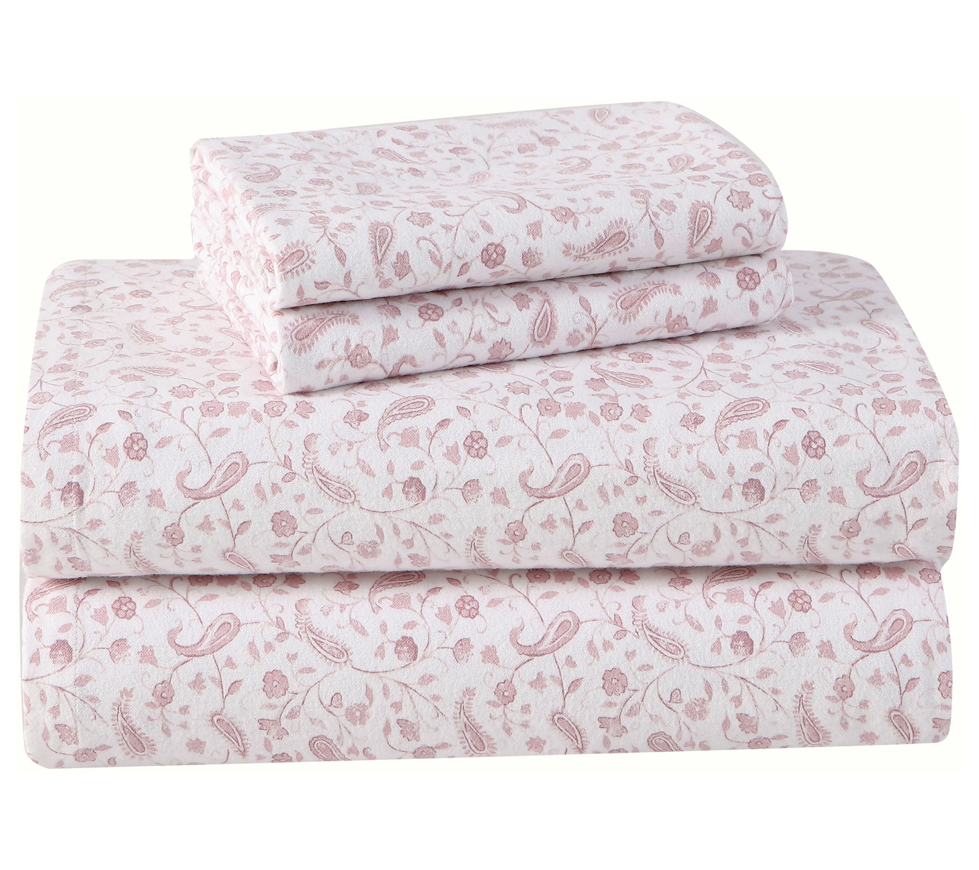 Laura Ashley Paisley Prance Pink Full Flannel Sheet Set