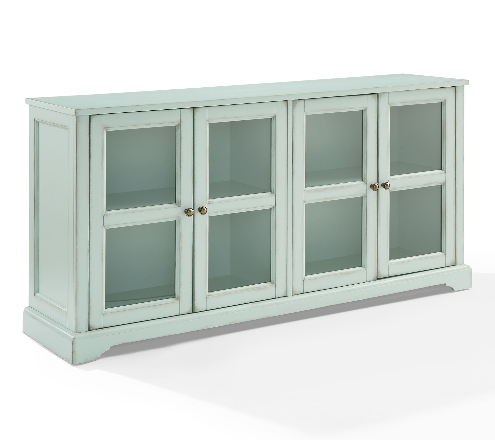 Holbrook Glass Door Sideboard Distressed Seafoam Blue