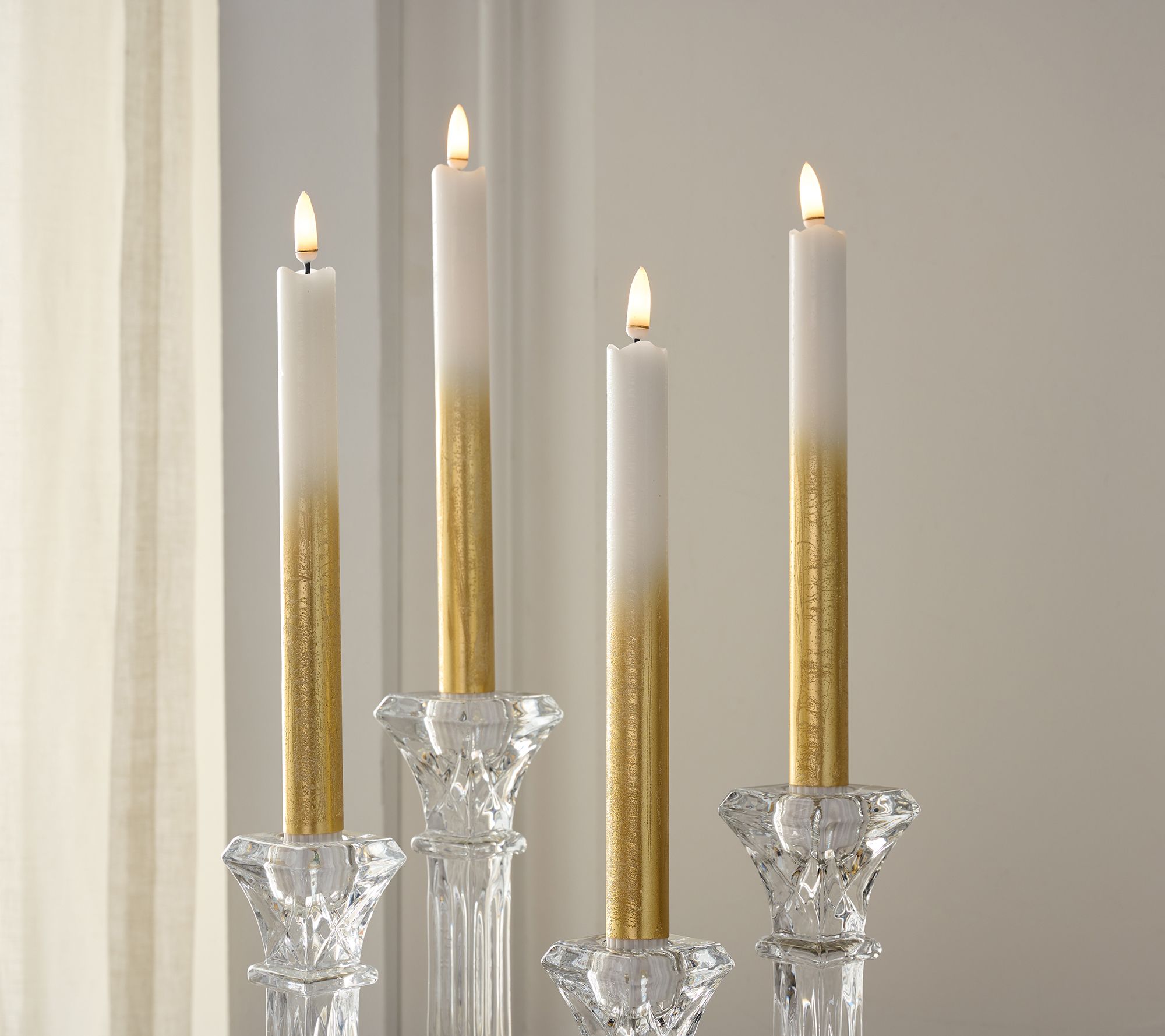 Home Reflections S/4 Flameless Shiny Ombre Taper Candles