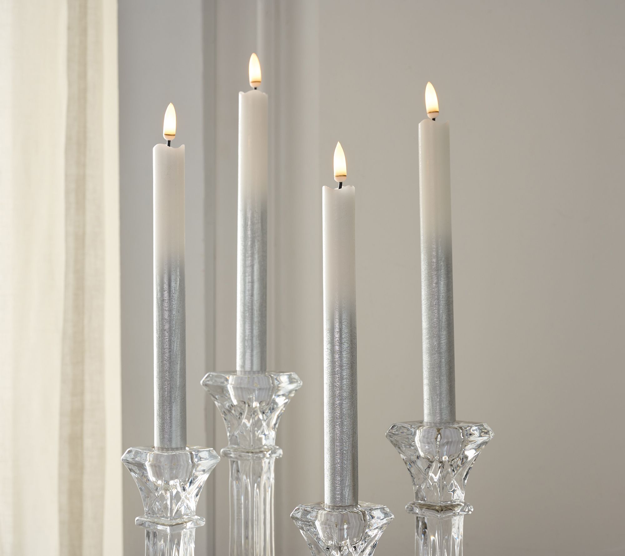 Home Reflections S/4 Flameless Shiny Ombre Taper Candles