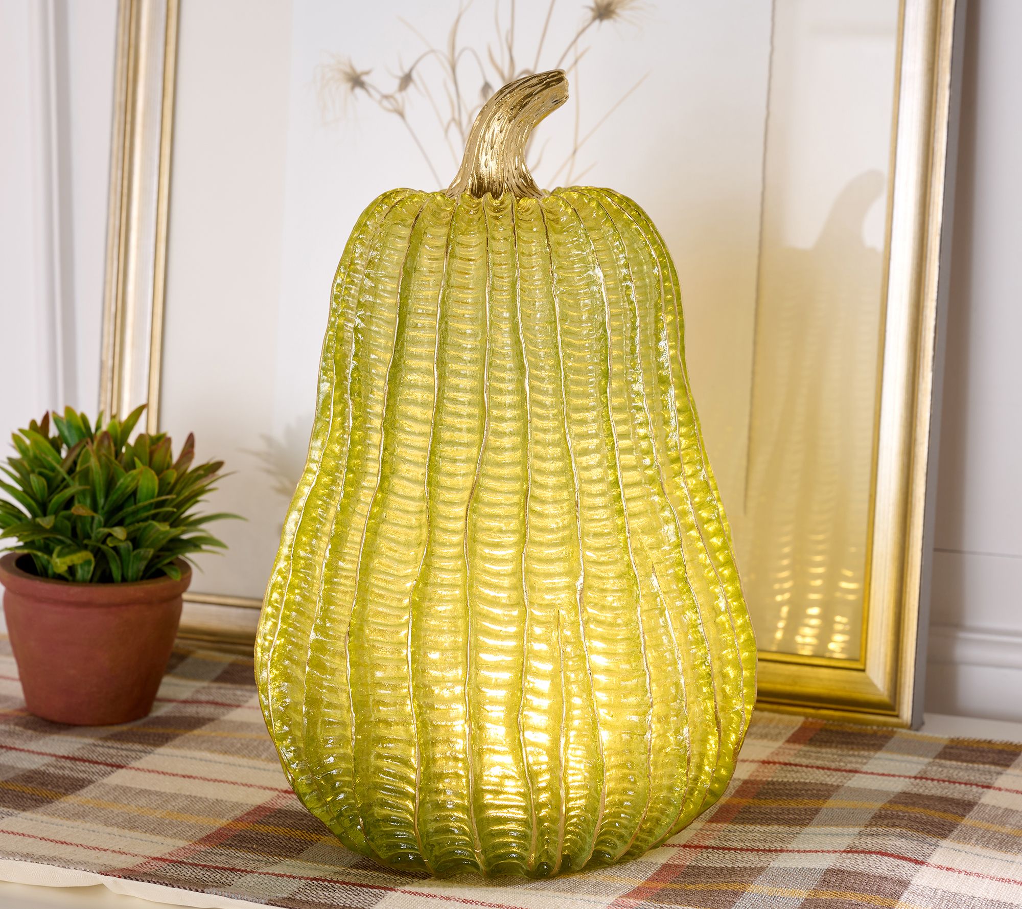 13" Illuminated Textured Pumpkin by Valerie