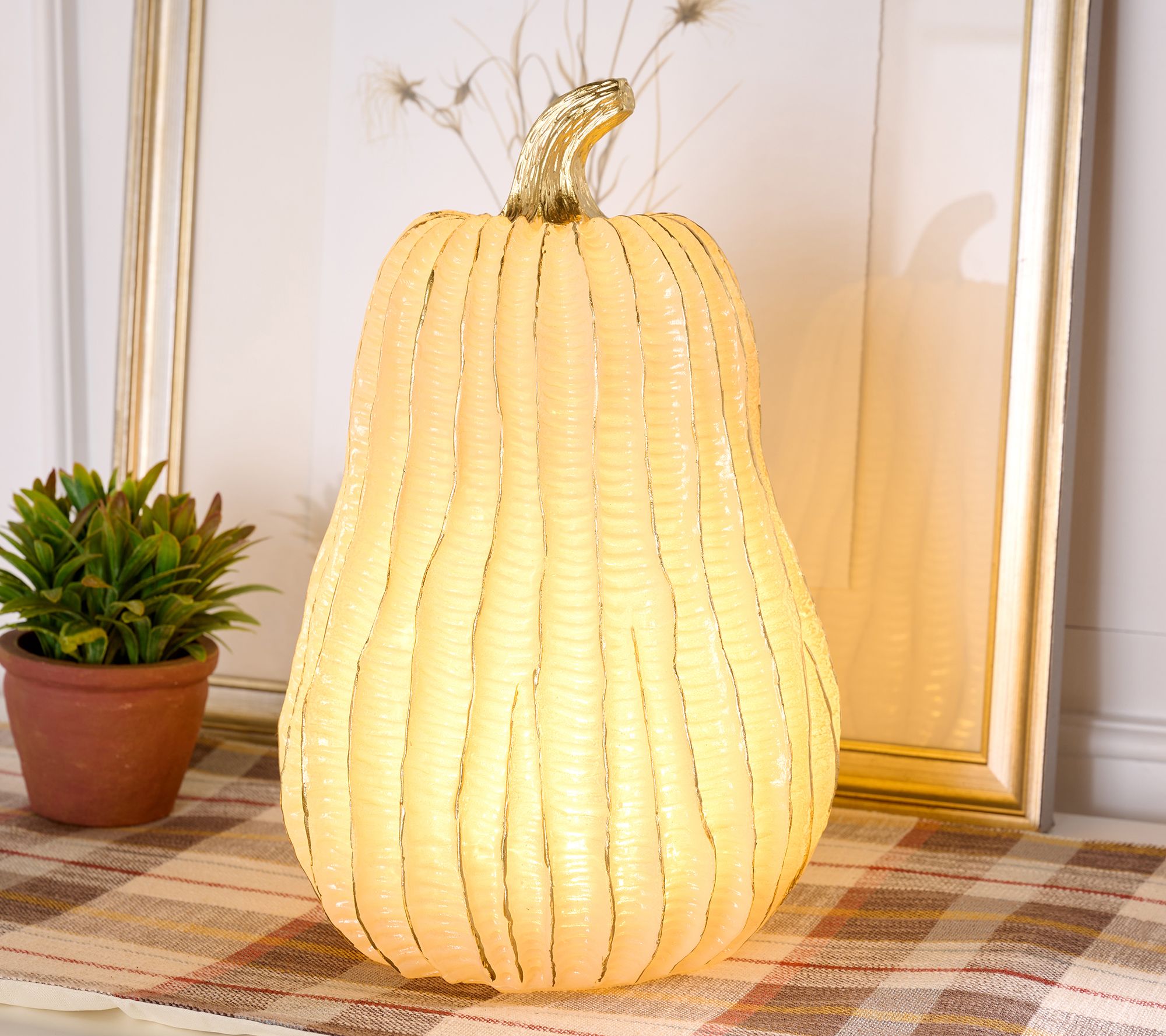 13" Illuminated Textured Pumpkin by Valerie