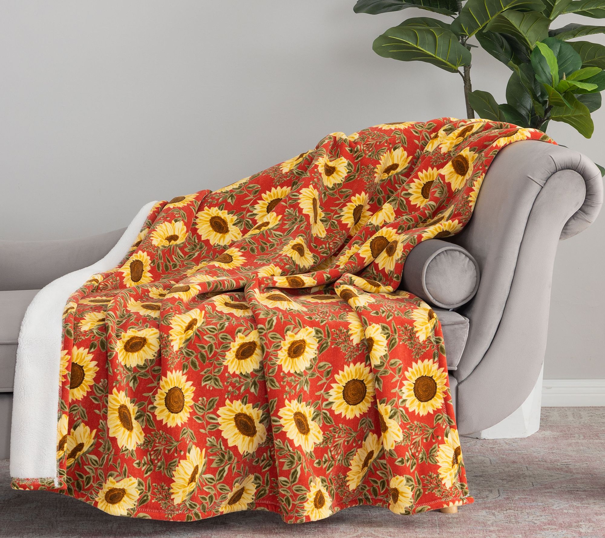  Berkshire Sunflower Plush Reverse to Sherpa 60x70 Throw