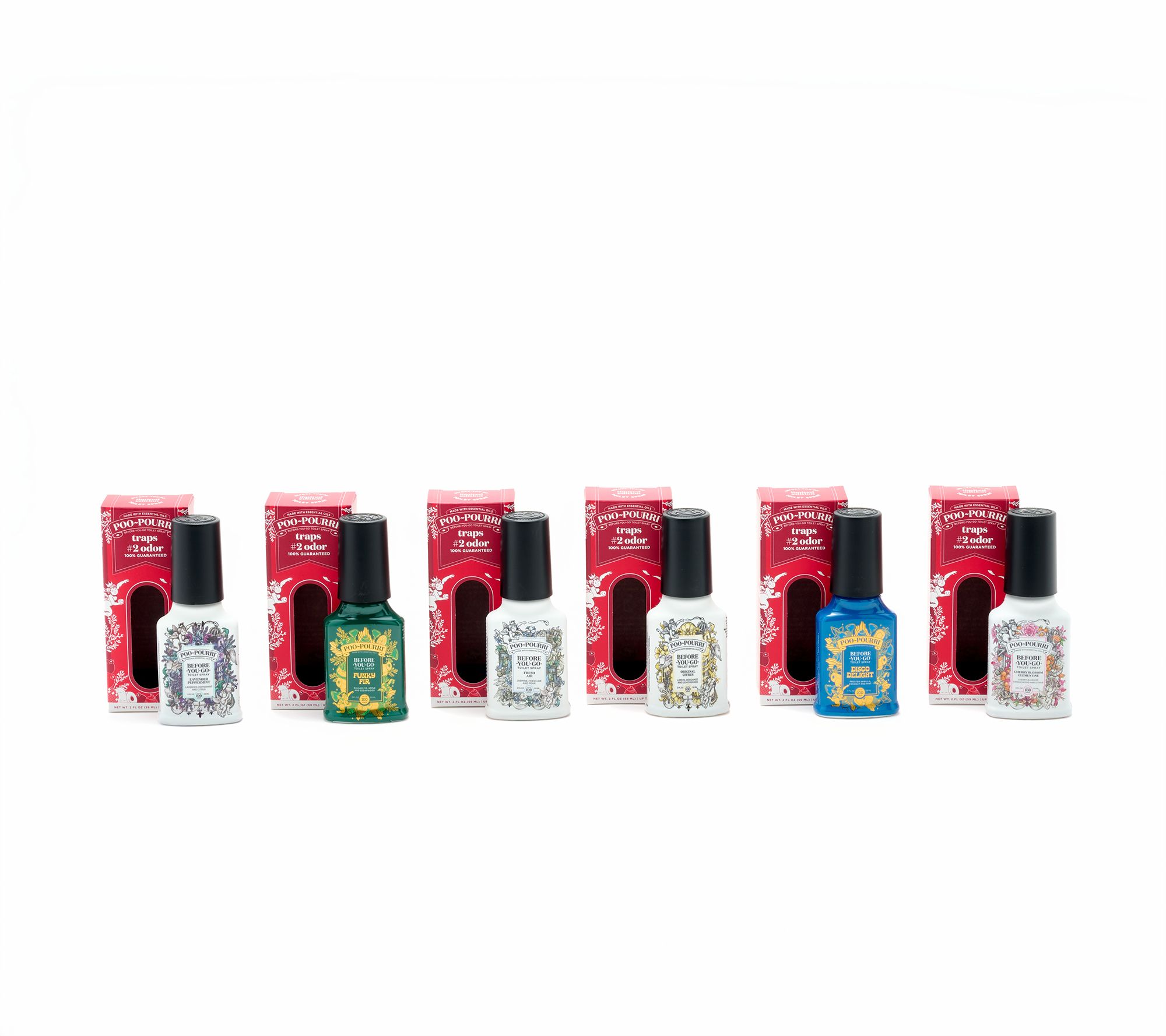 Poo-Pourri Set of (6) 2-oz Deodorizers with Holiday Gift Boxes