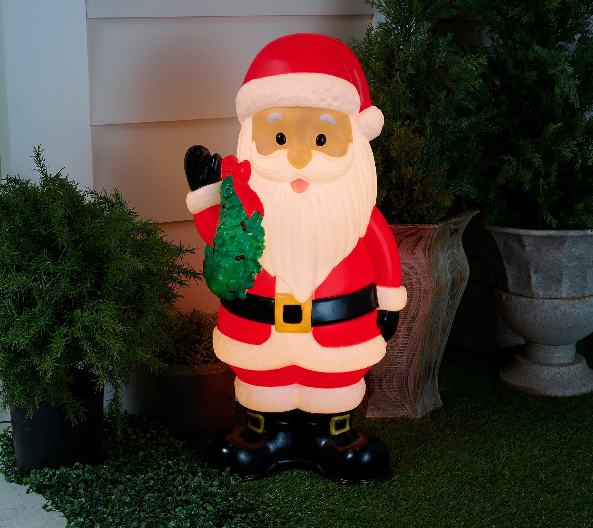 "As Is" Bethlehem Lights 30" Illum Santa Figurine-Wreath