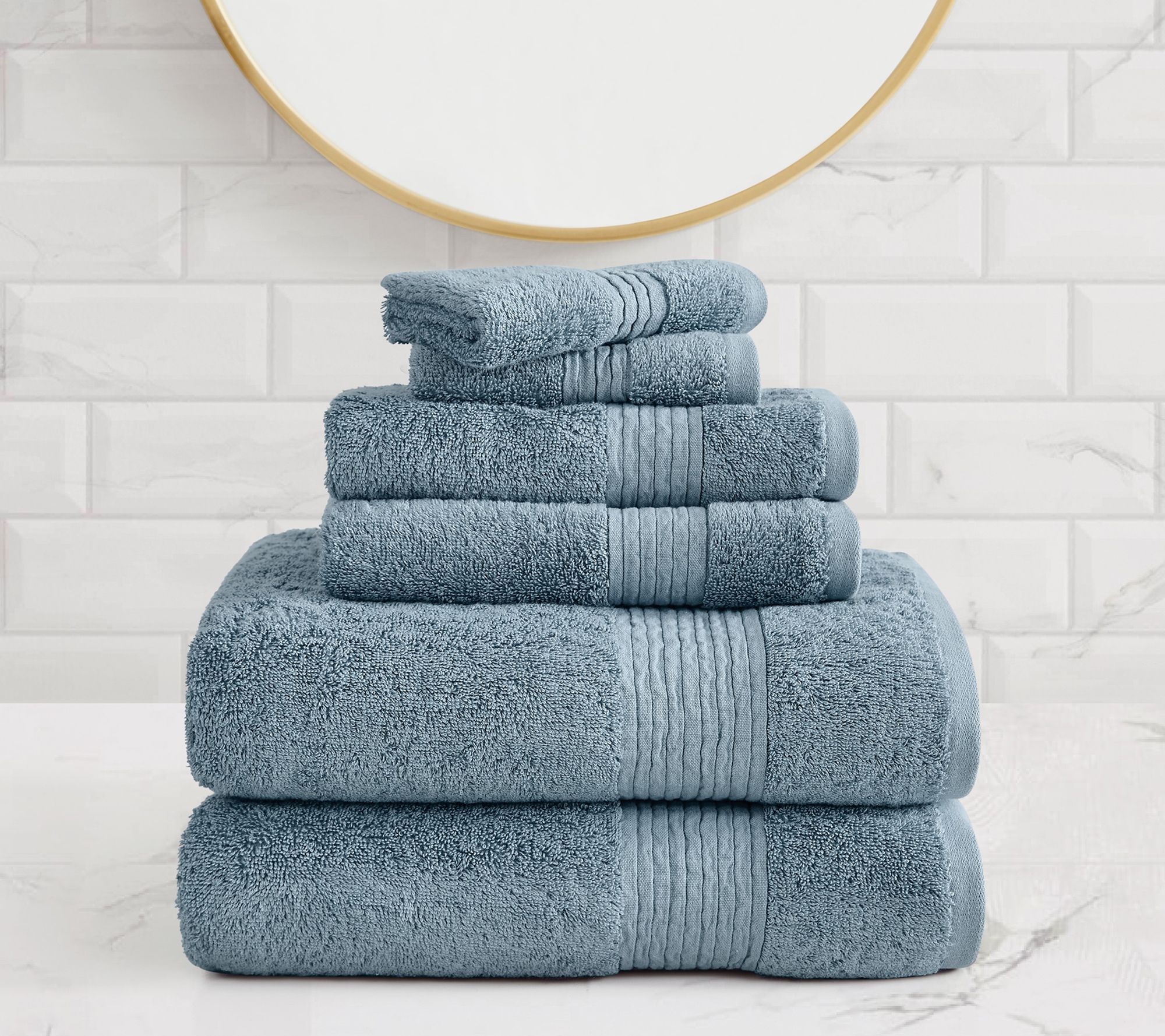 Badgley Mischka Cotton Tencel Oversized 6 Piece  Towel Set