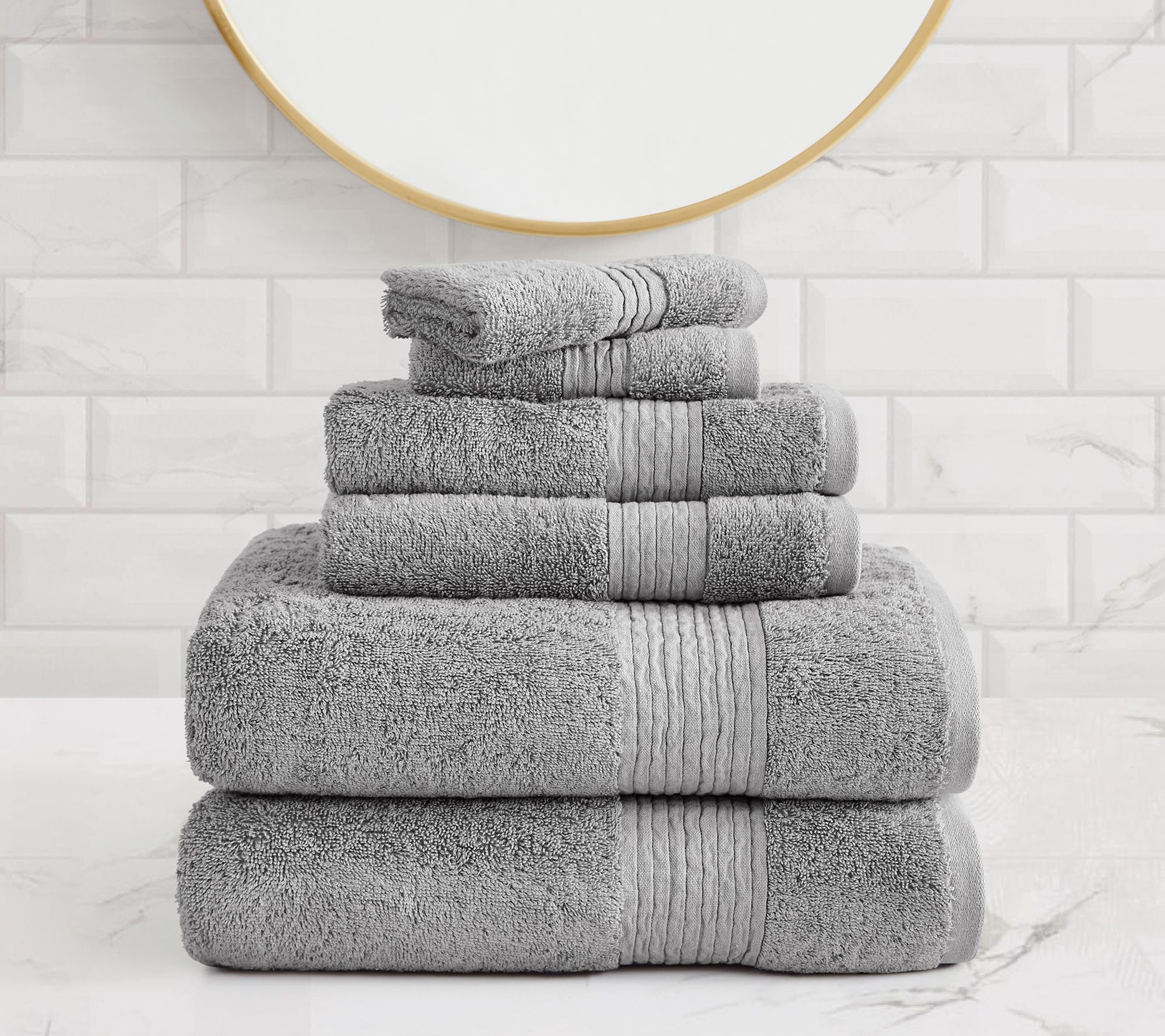 Badgley Mischka Cotton Tencel Oversized 6 Piece  Towel Set