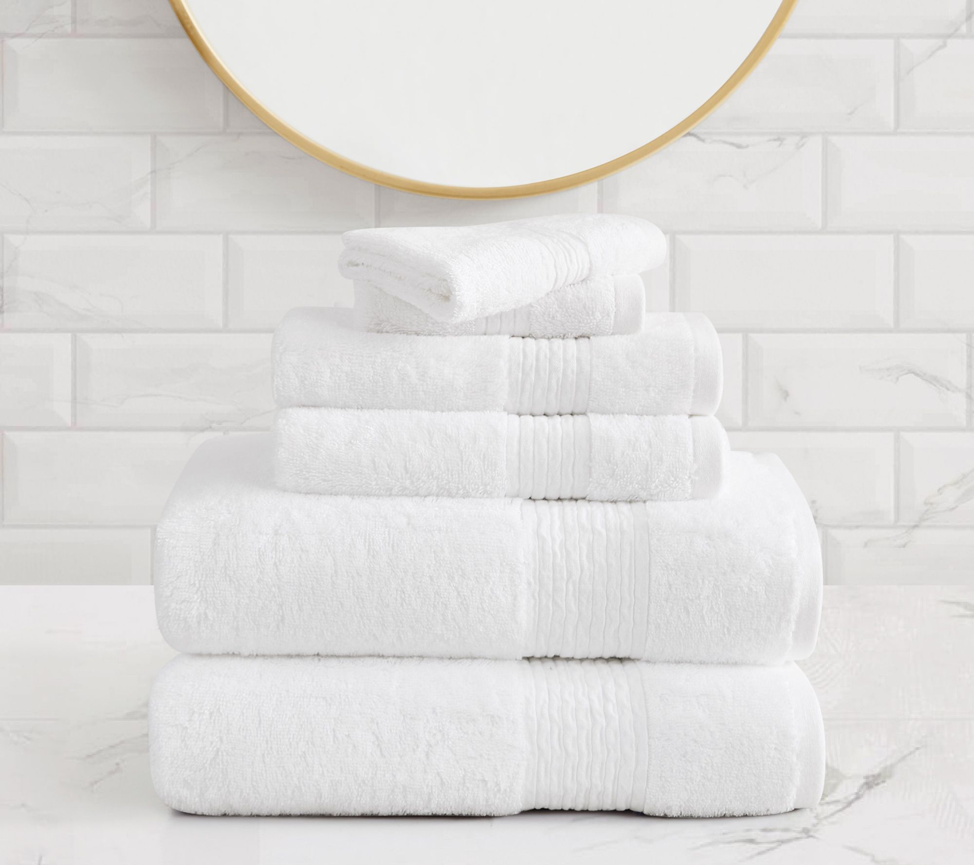 Badgley Mischka Cotton Tencel Oversized 6 Piece  Towel Set