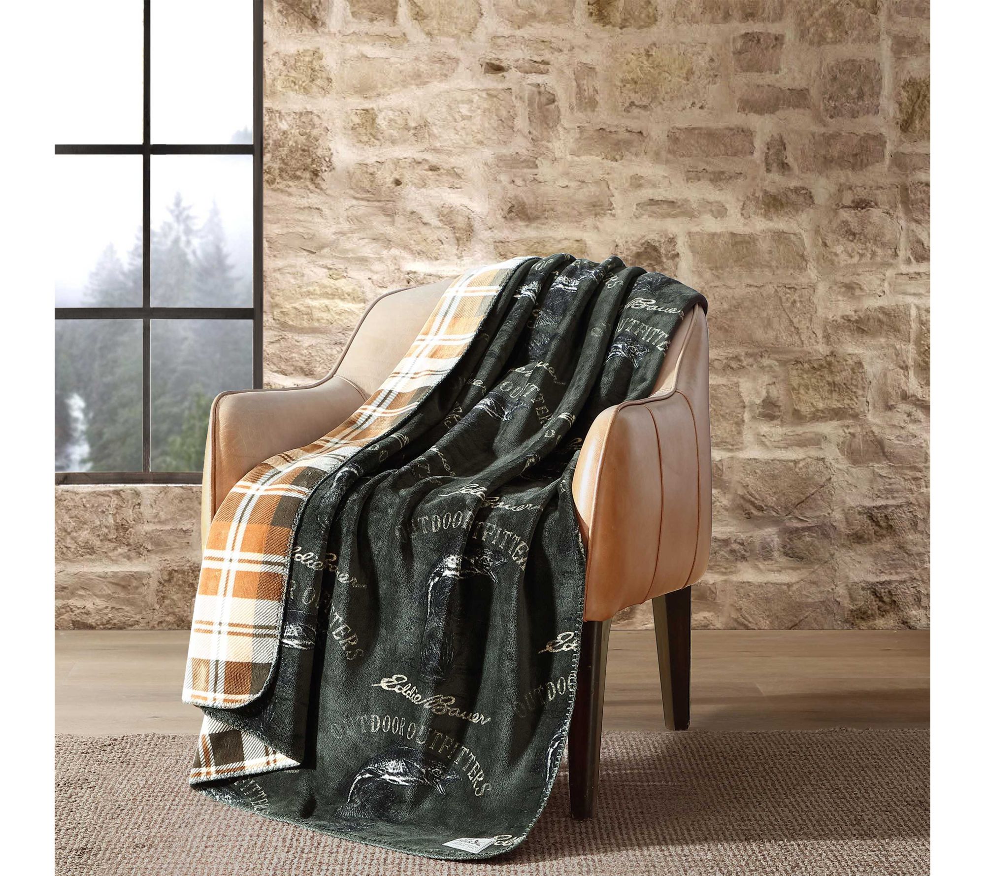 Eddie Bauer Flying Fish Reversible Lush Flannel60x70 Throw