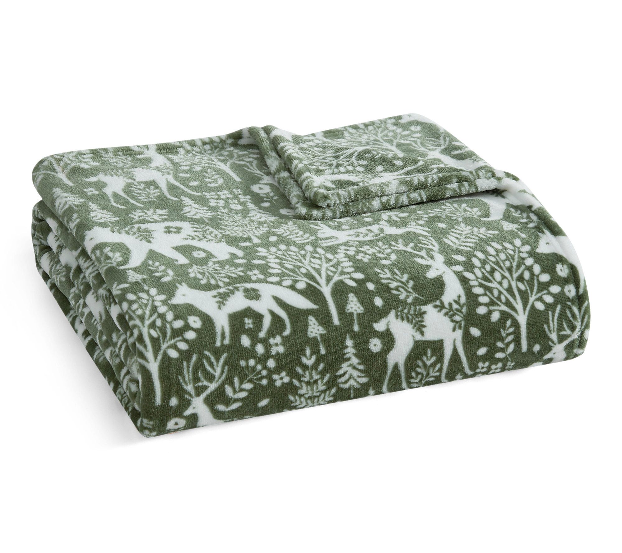 Martha Stewart Nordic Forest Green Plush 60"X70" Throw
