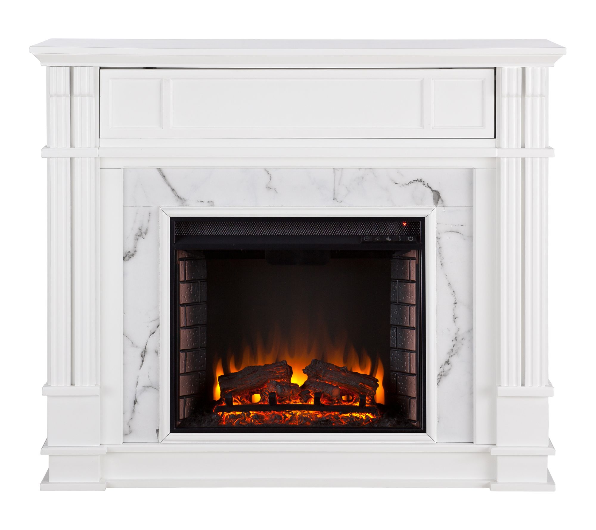 SEI Highgate Faux Cararra Marble Electric Media Fireplace
