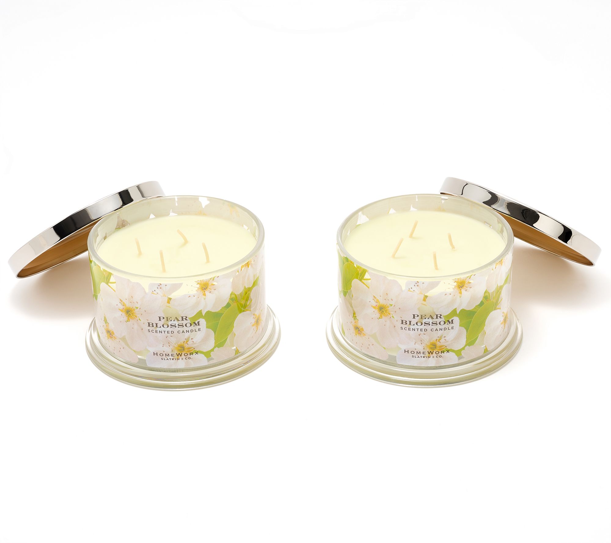 HomeWorx by Slatkin + Co. S/2 18oz Pear Blossom Candles