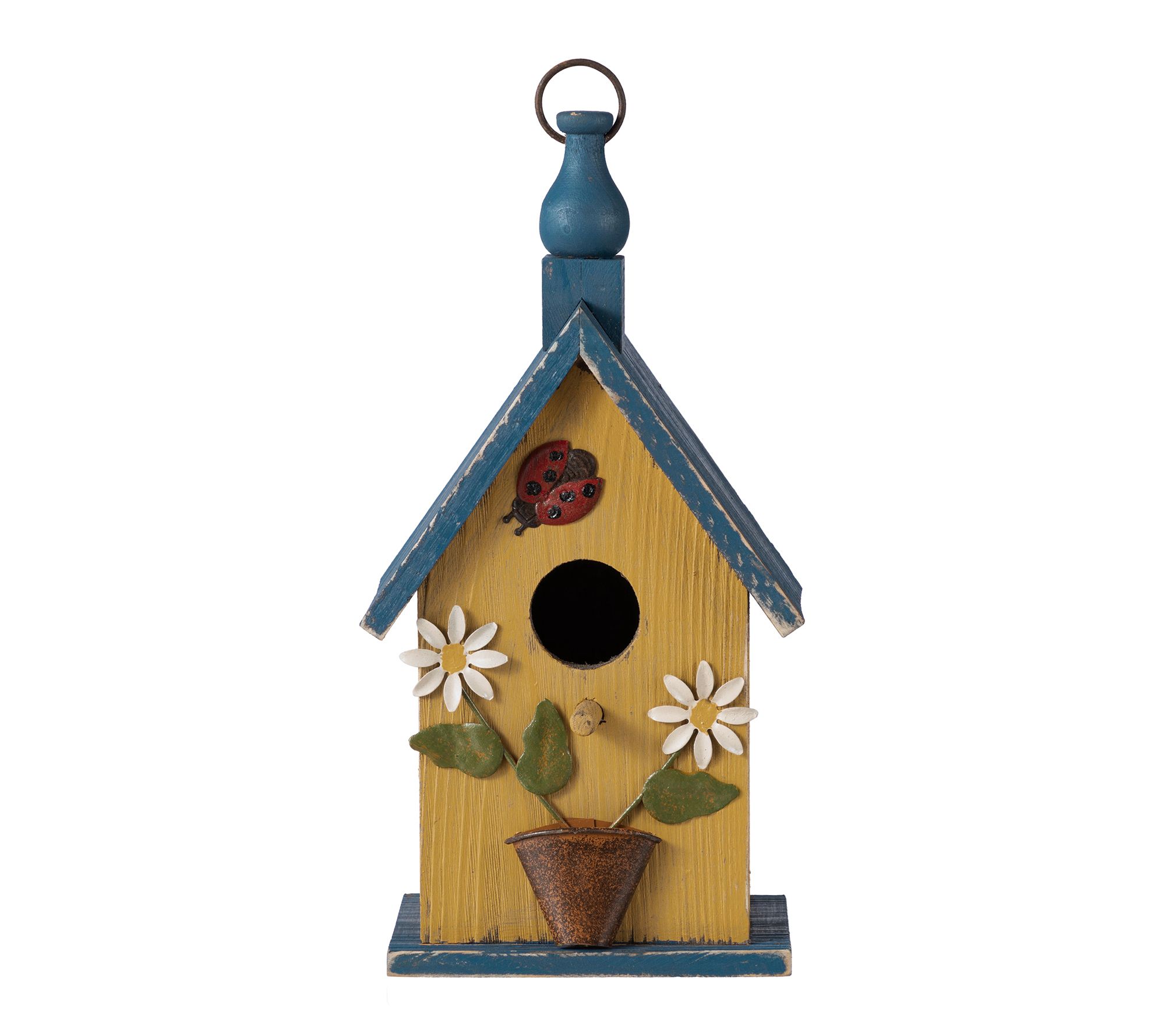 Glitzhome 12.25''H Distressed Wood Cottage Garden Birdhouse