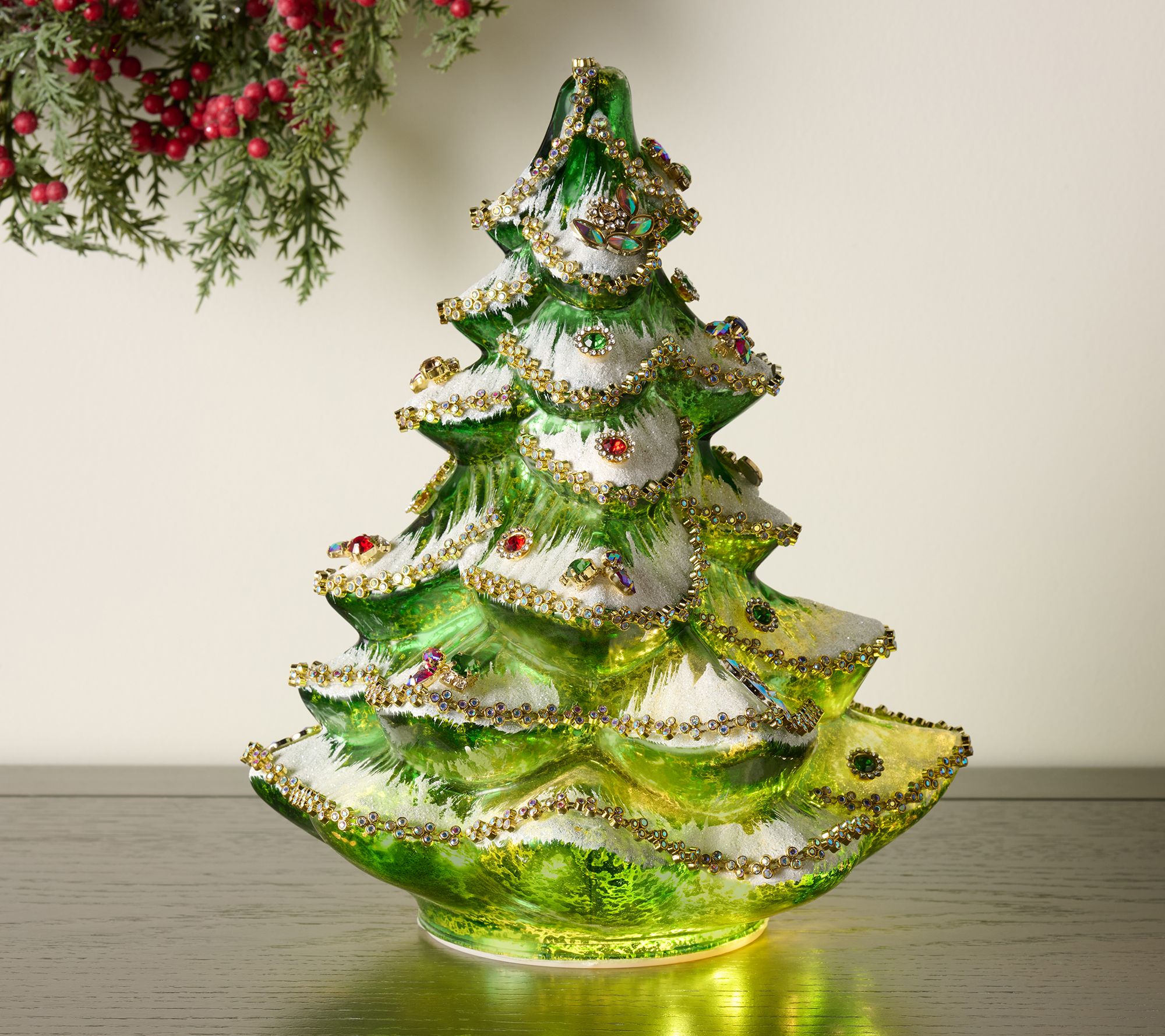 10" Illuminated Glass Tree with Faceted Jewels by Valerie