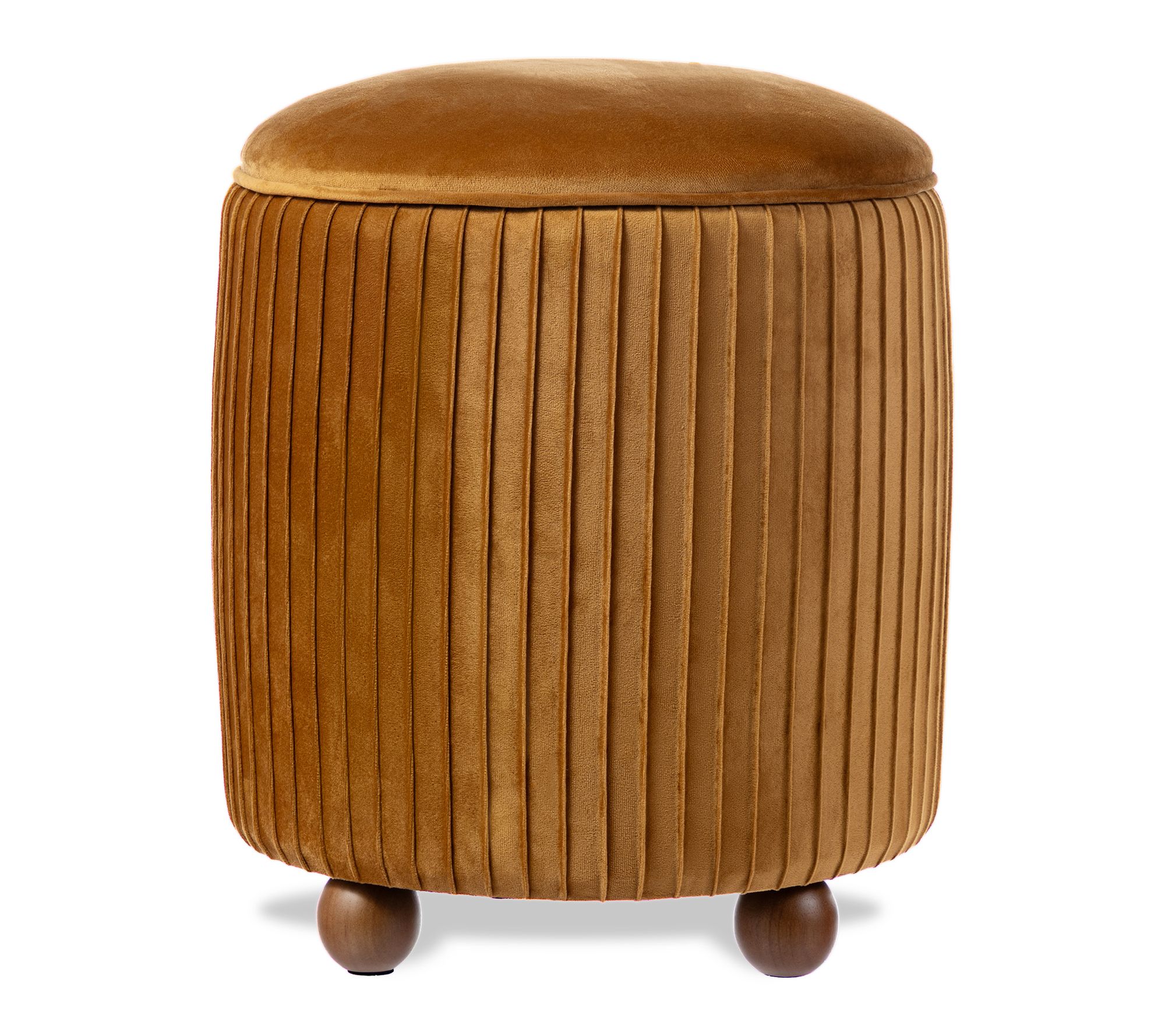 Glitzhome Modern Pleated Velvet Upholstered Sto rage Ottoman
