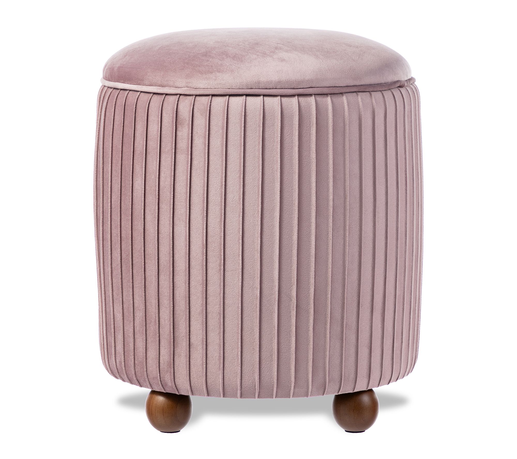 Glitzhome Modern Pleated Velvet Upholstered Storage Ottoman