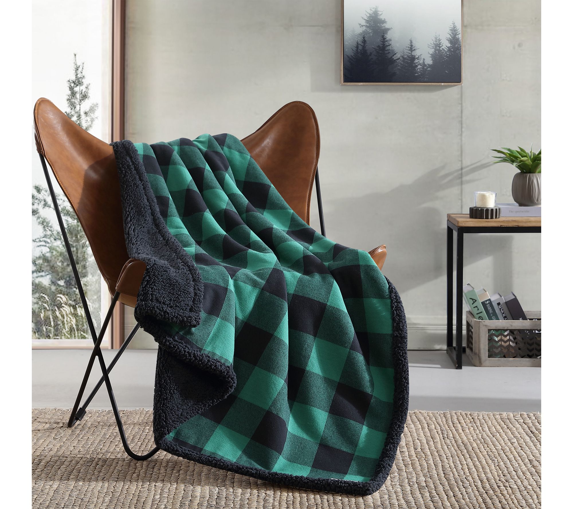 Eddie Bauer Cabin Plaid Green Cotton 50"x60" Throw