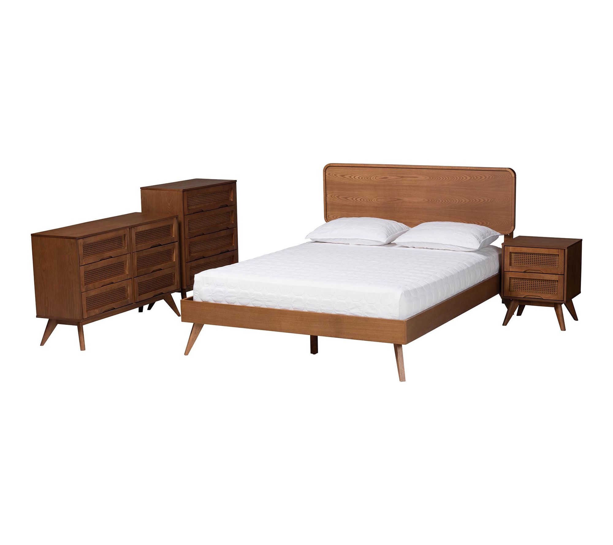 Baxton Studio Demeter Brown Wood Queen 4-PieceBedroom Set