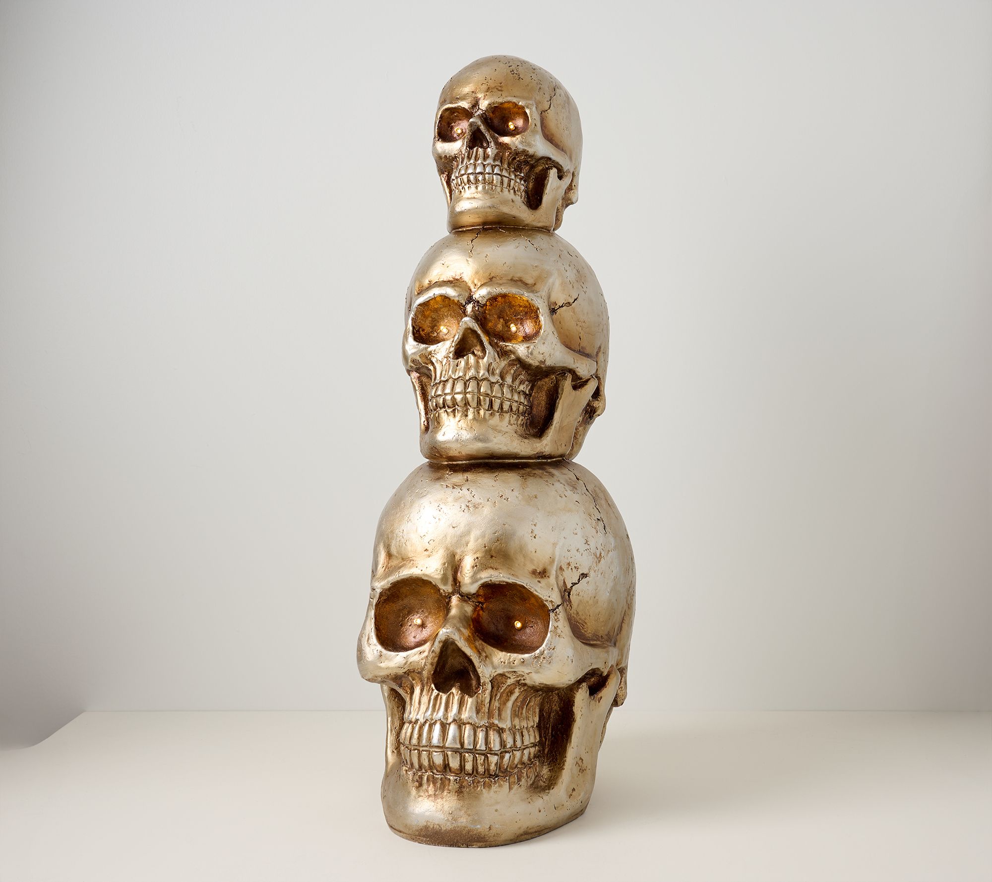 32" Illuminated Indoor/Outdoor Stacked Skulls by Mally Roncal