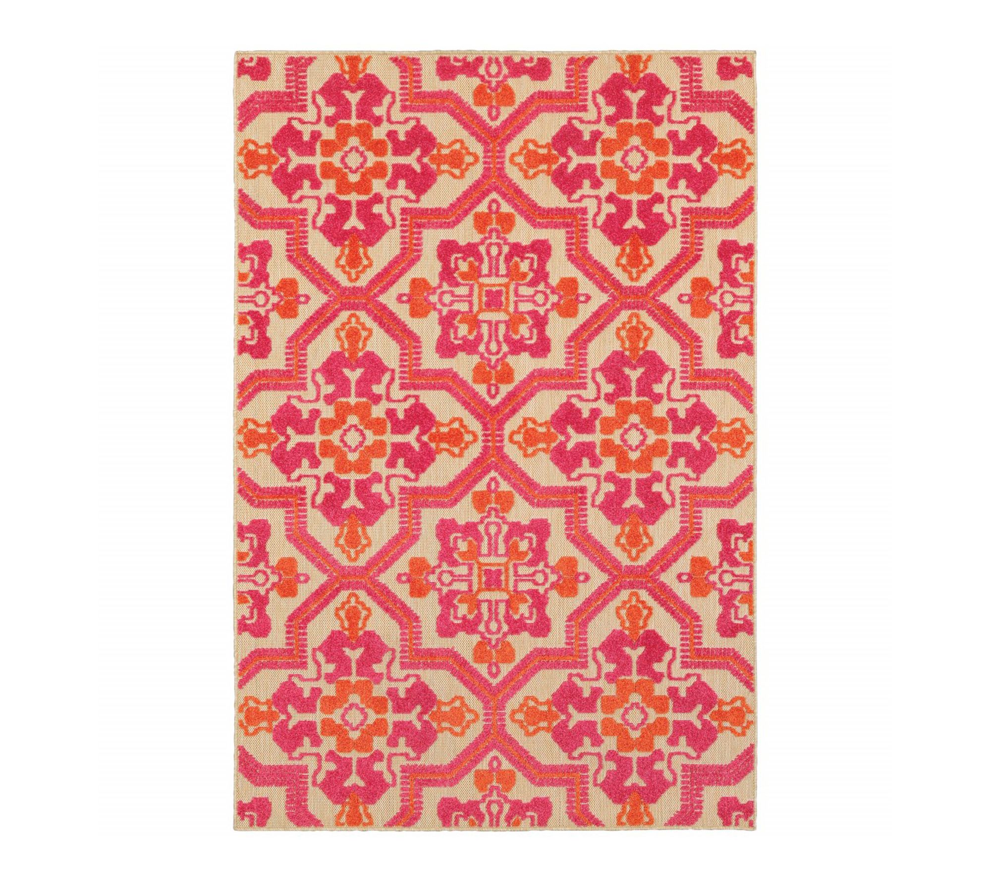 HomeRoots 4' X 5' Pink and Orange  Indoor Outdoor Rug