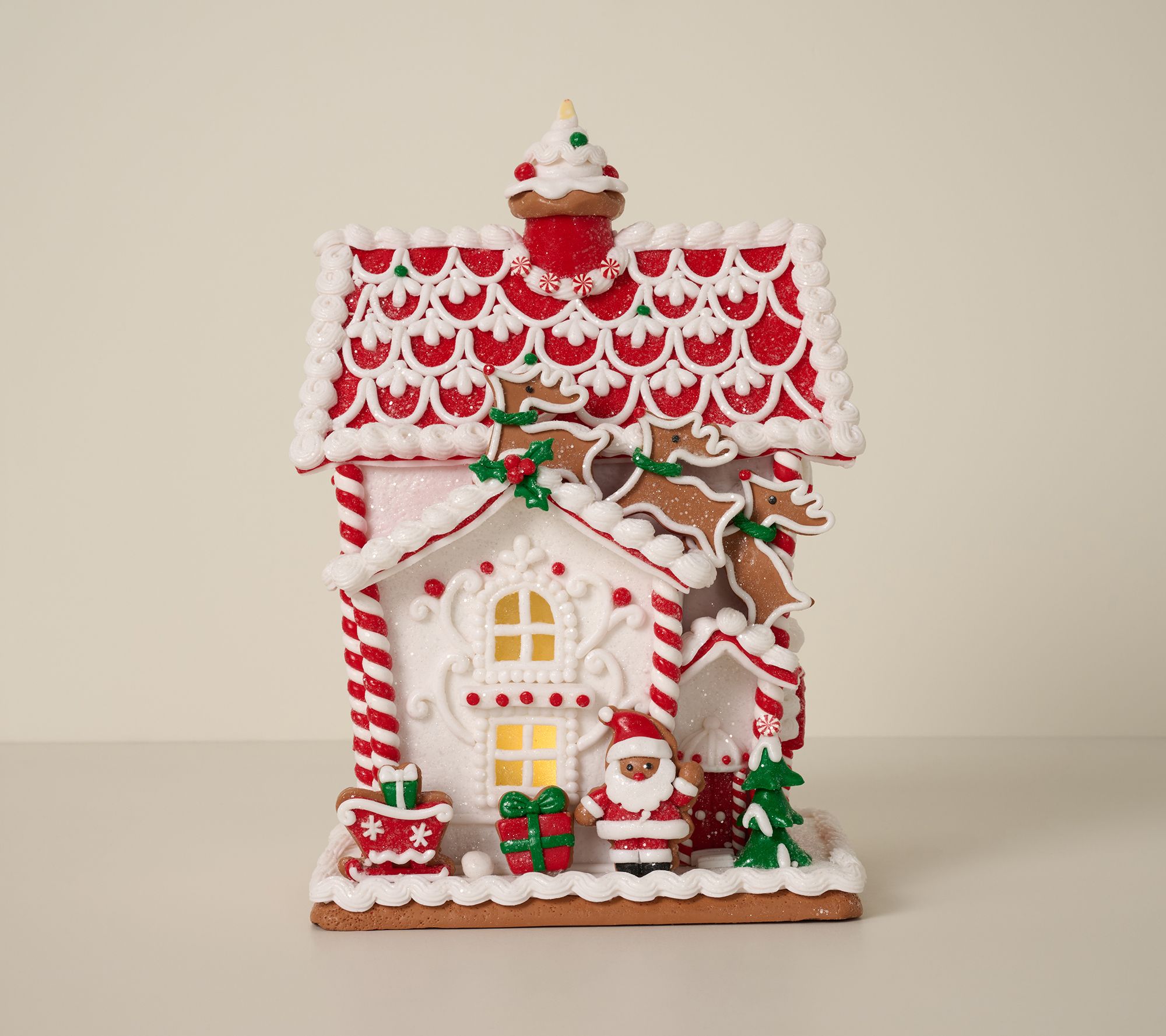 Illuminated Gingerbread Santa's Cottage by Valerie