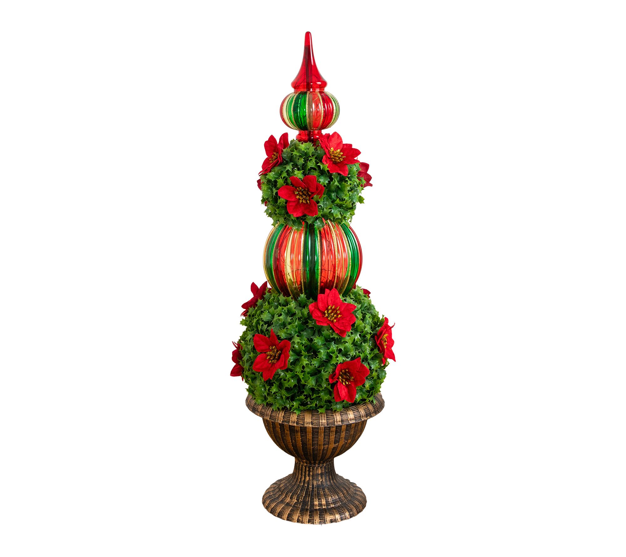3-ft Pre-Lit Ornament Holly Berry Topiary Tree