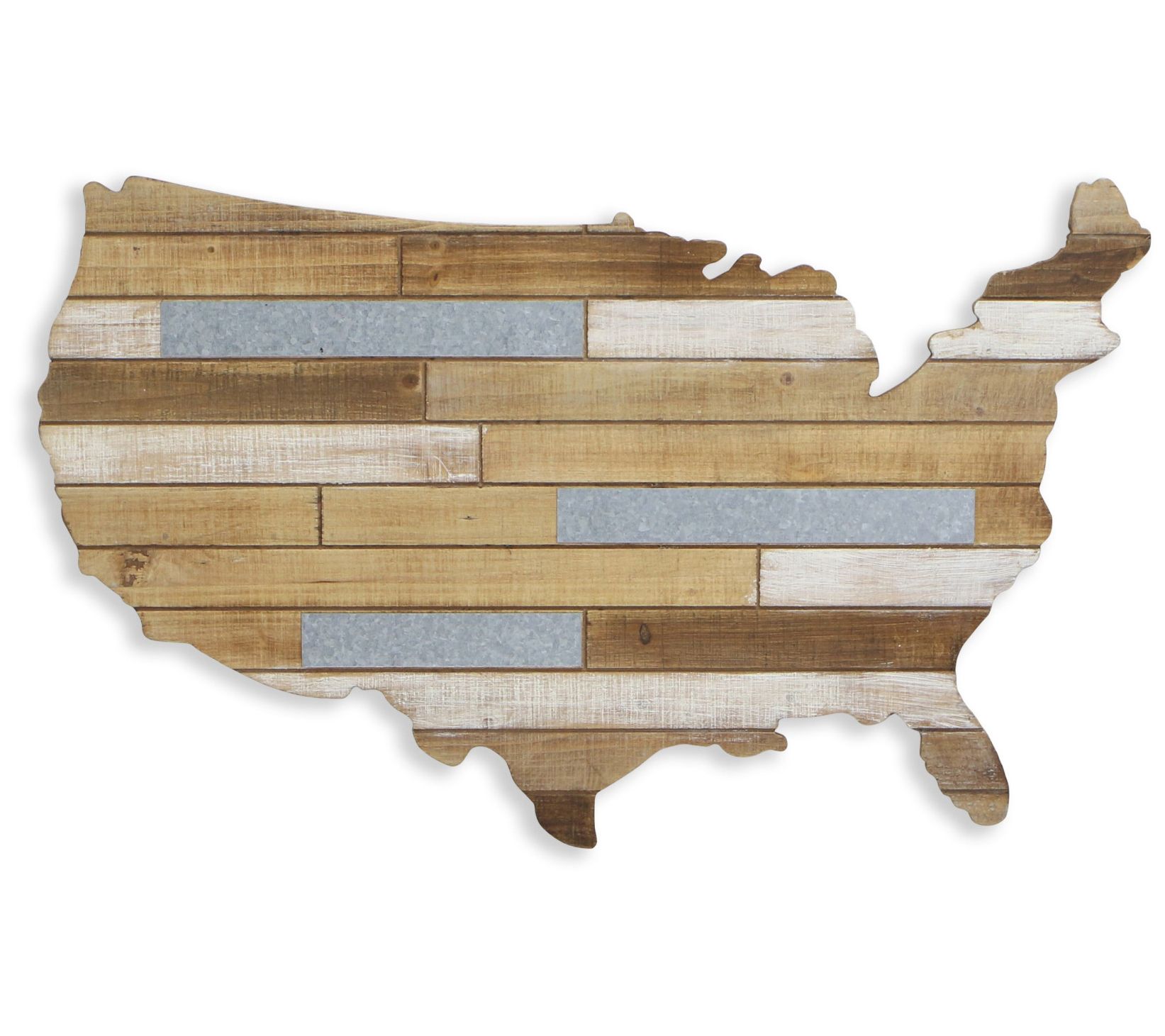 HomeRoots 24" x 36" Brown Stars and Stripes Wood Metal Decor