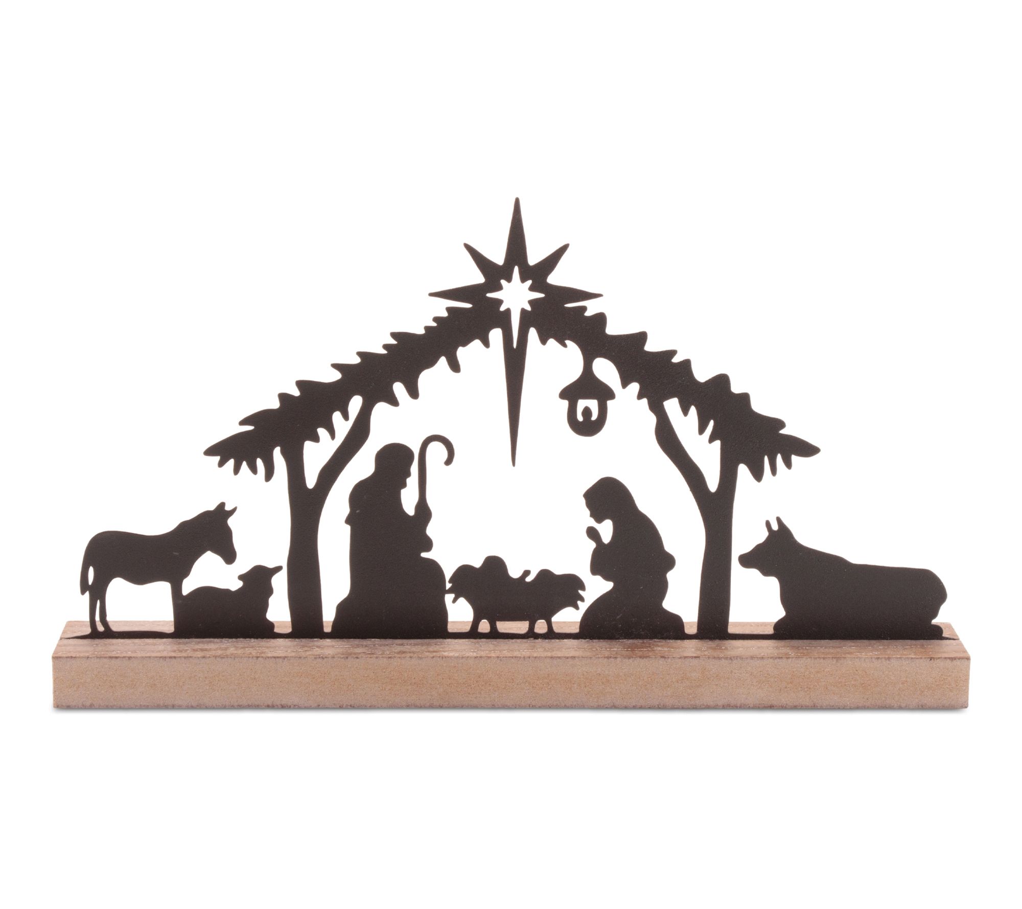 Melrose Metal Nativity Silhouette with Wood Base 11.75"L