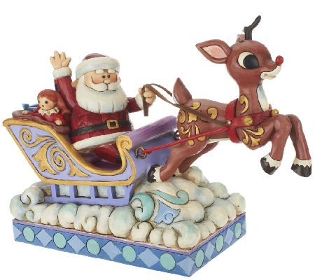 Jim Shore Rudolph Pulling Santa in Sleigh — QVC.com