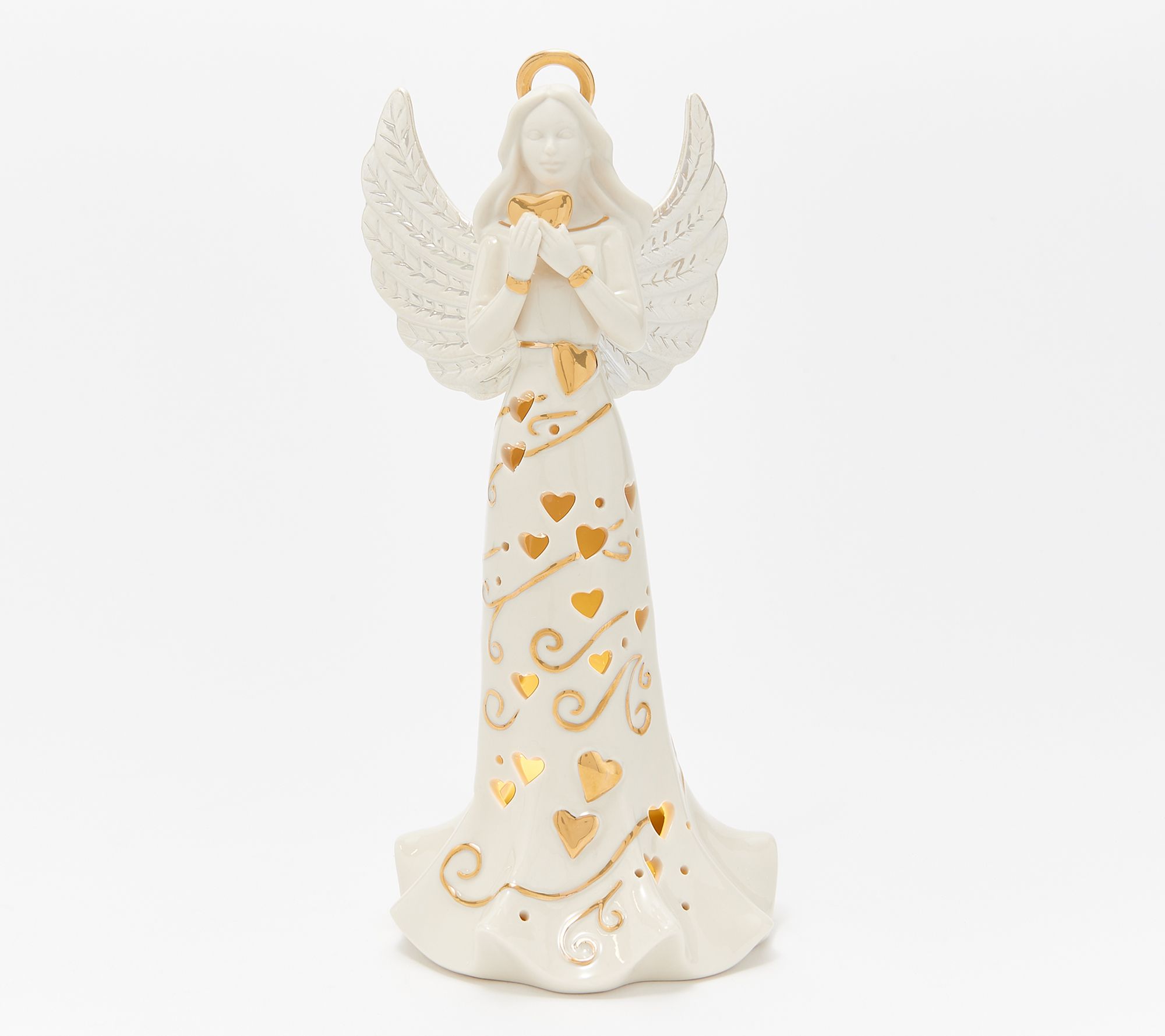 (QVC) QVC2 Lenox Porcelain Illuminated Guardian Angel with 24k Gold