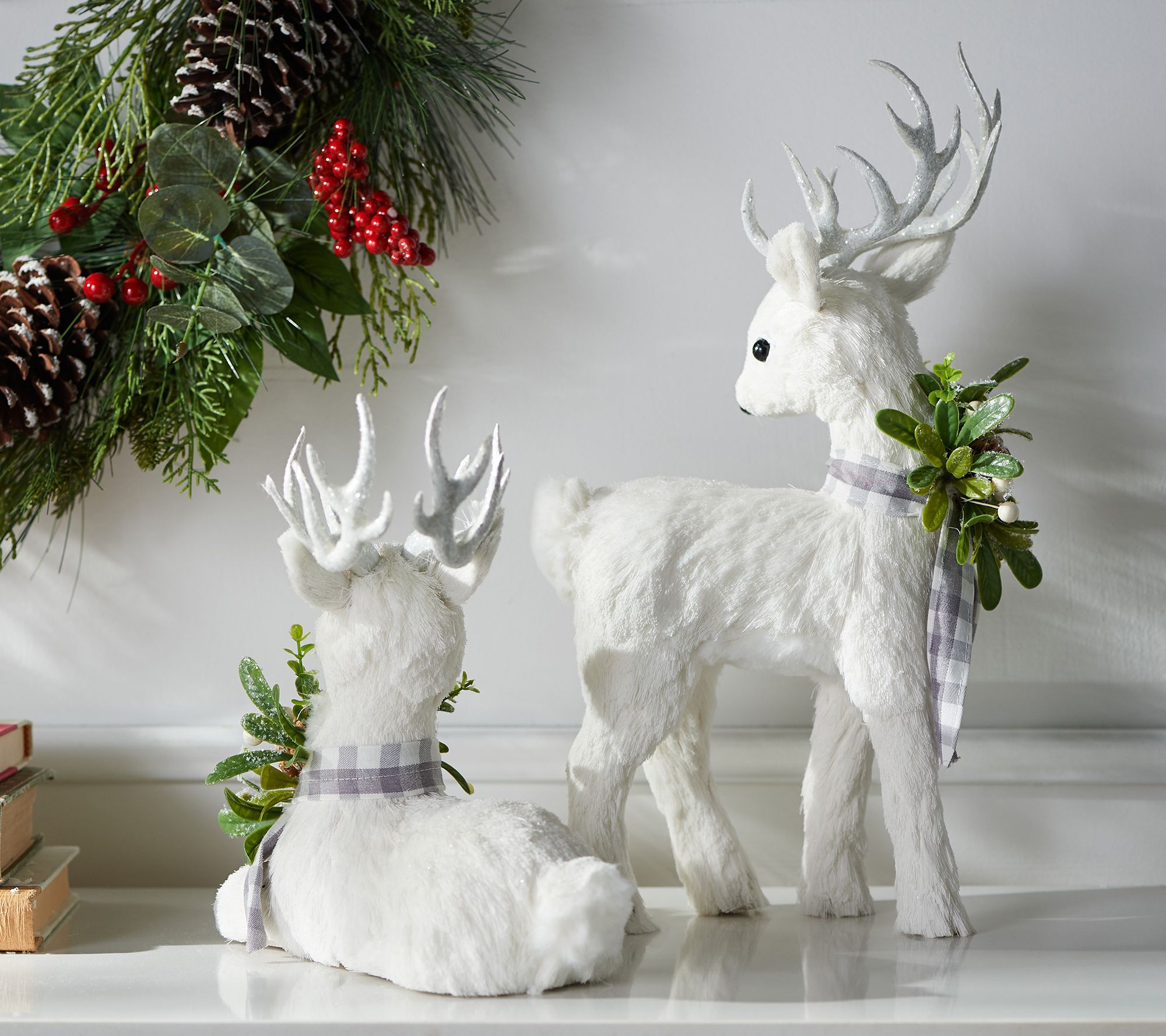 White and Silver Sisal Christmas Deer SetSet of 2 