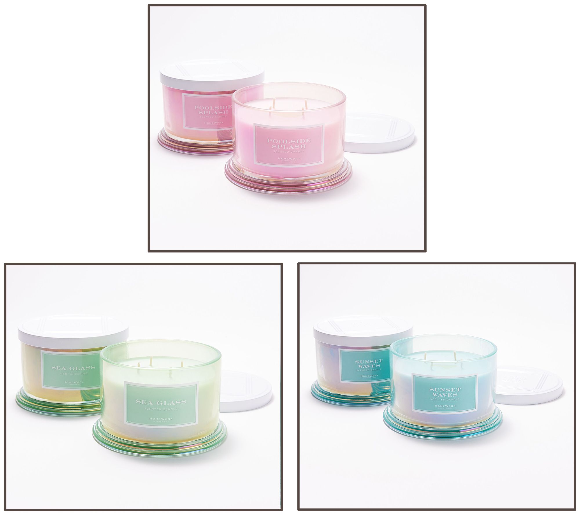 HomeWorx by Slatkin & Co. S/2 Specialty Glass Candles