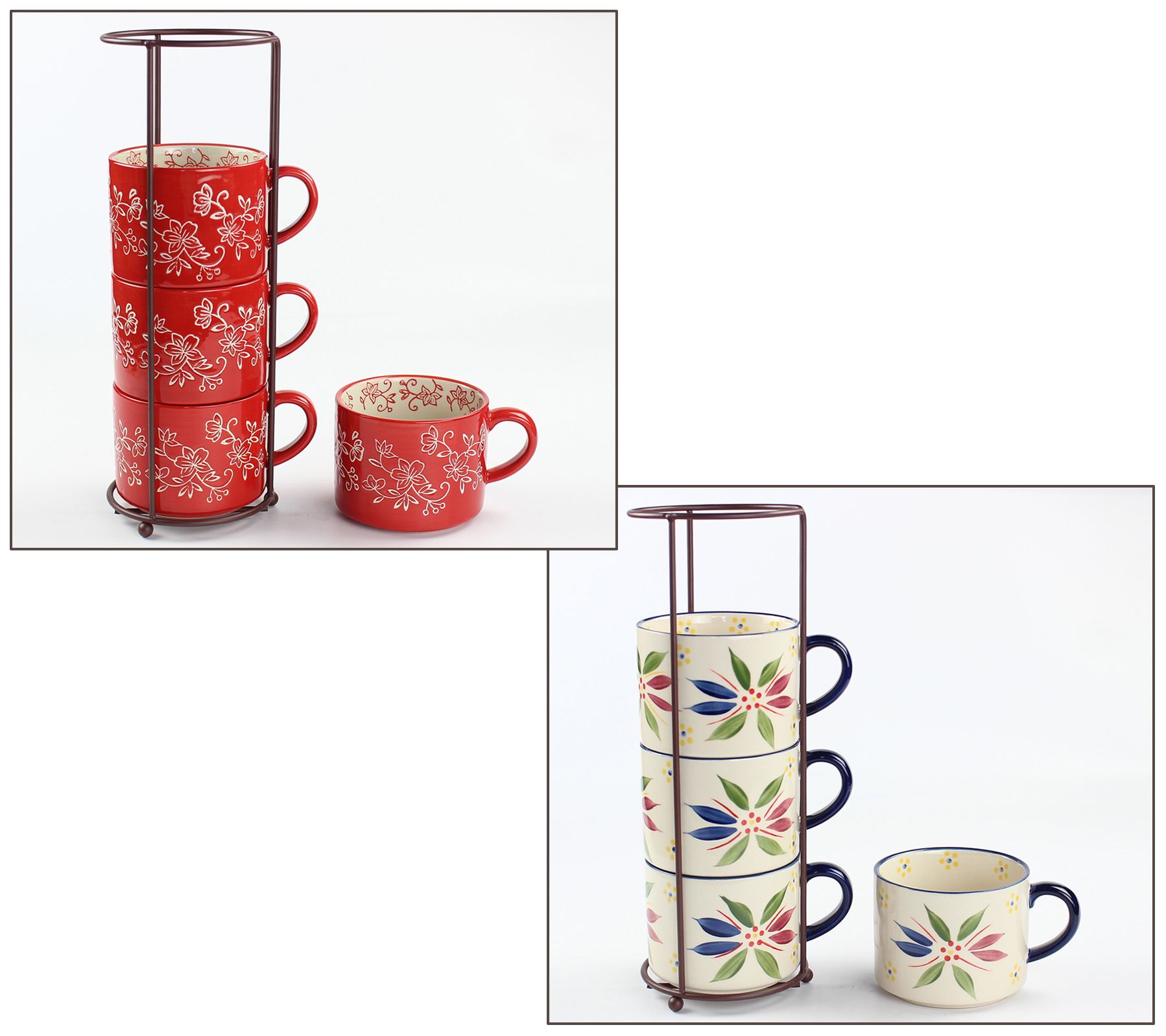 Temptations Set of (4) 14oz Stackable Mugs with Wire Rack
