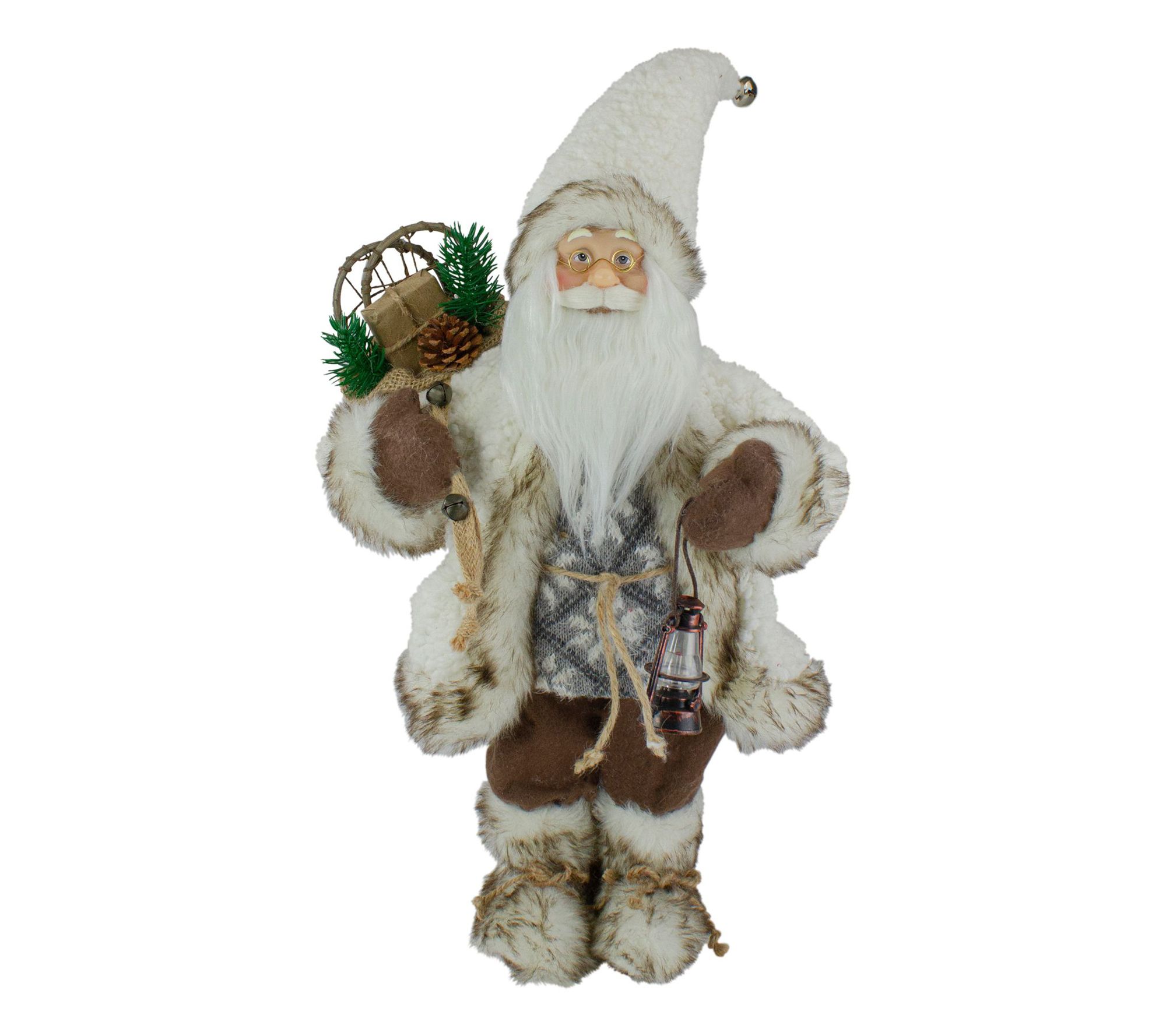Northlight 12"Standing Snow Lodge Santa Figure with a Lantern