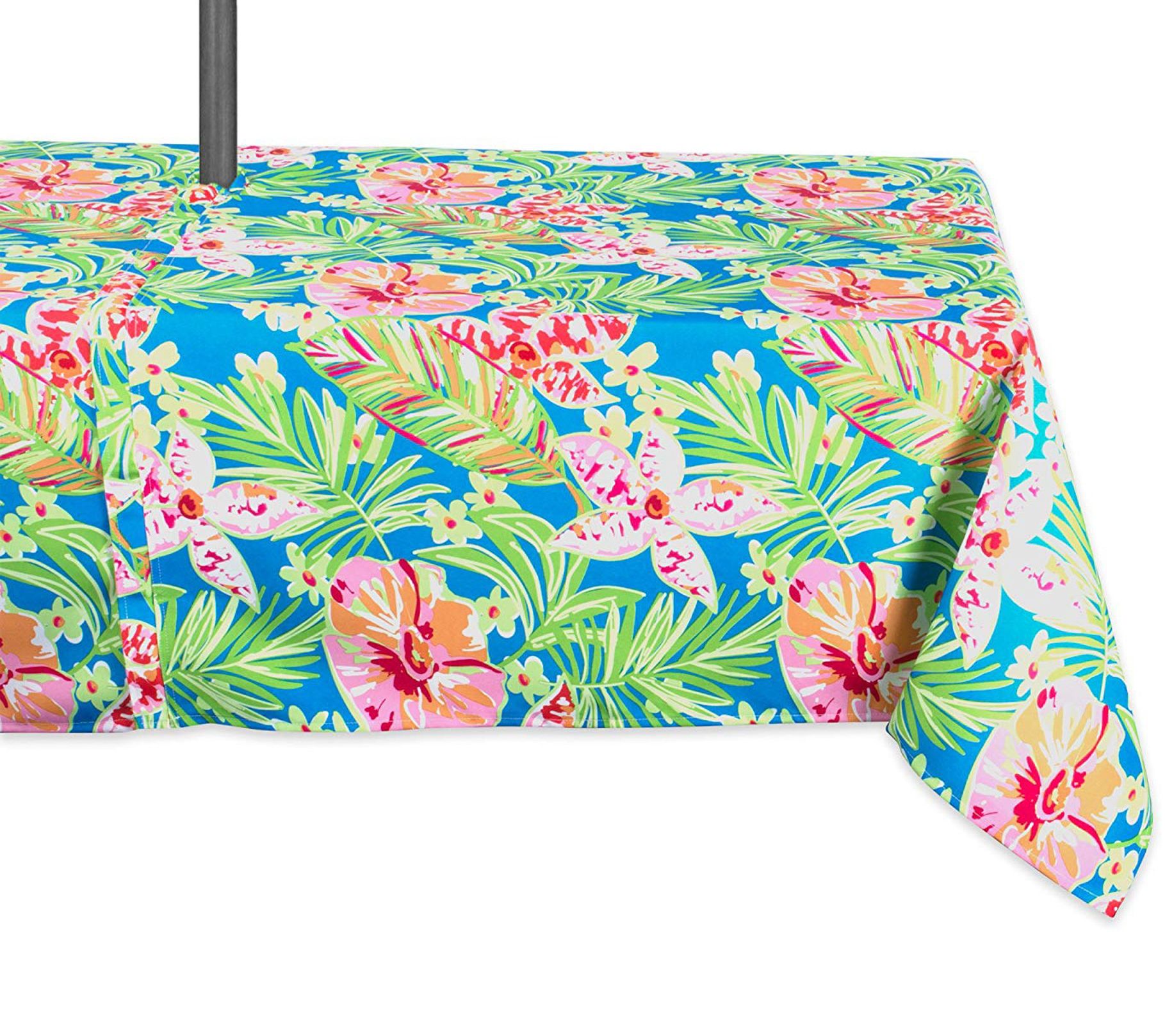 Design Imports Summer Floral Tablecloth w/ Zipper 60" x 84"