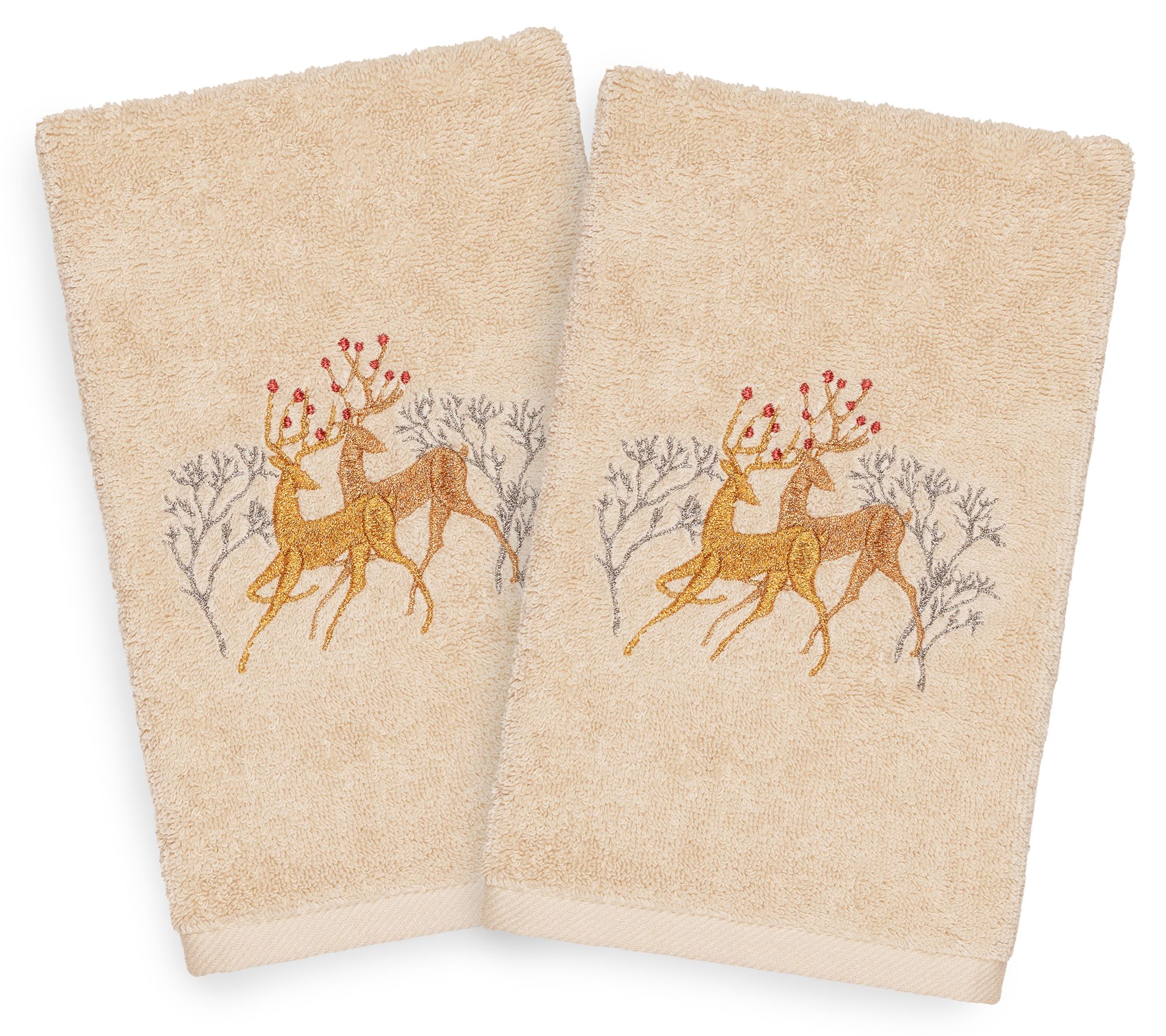 Linum Home Textiles Christmas Deer Pair 2-Piece Hand Towels