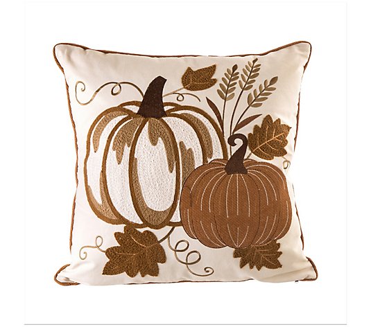 Glitzhome Embroidered Pumpkin Decorative Pillow Cover