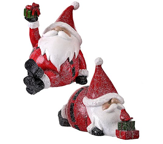 7" to 8" Resin Frost Playful Santa Set of 2 byValerie