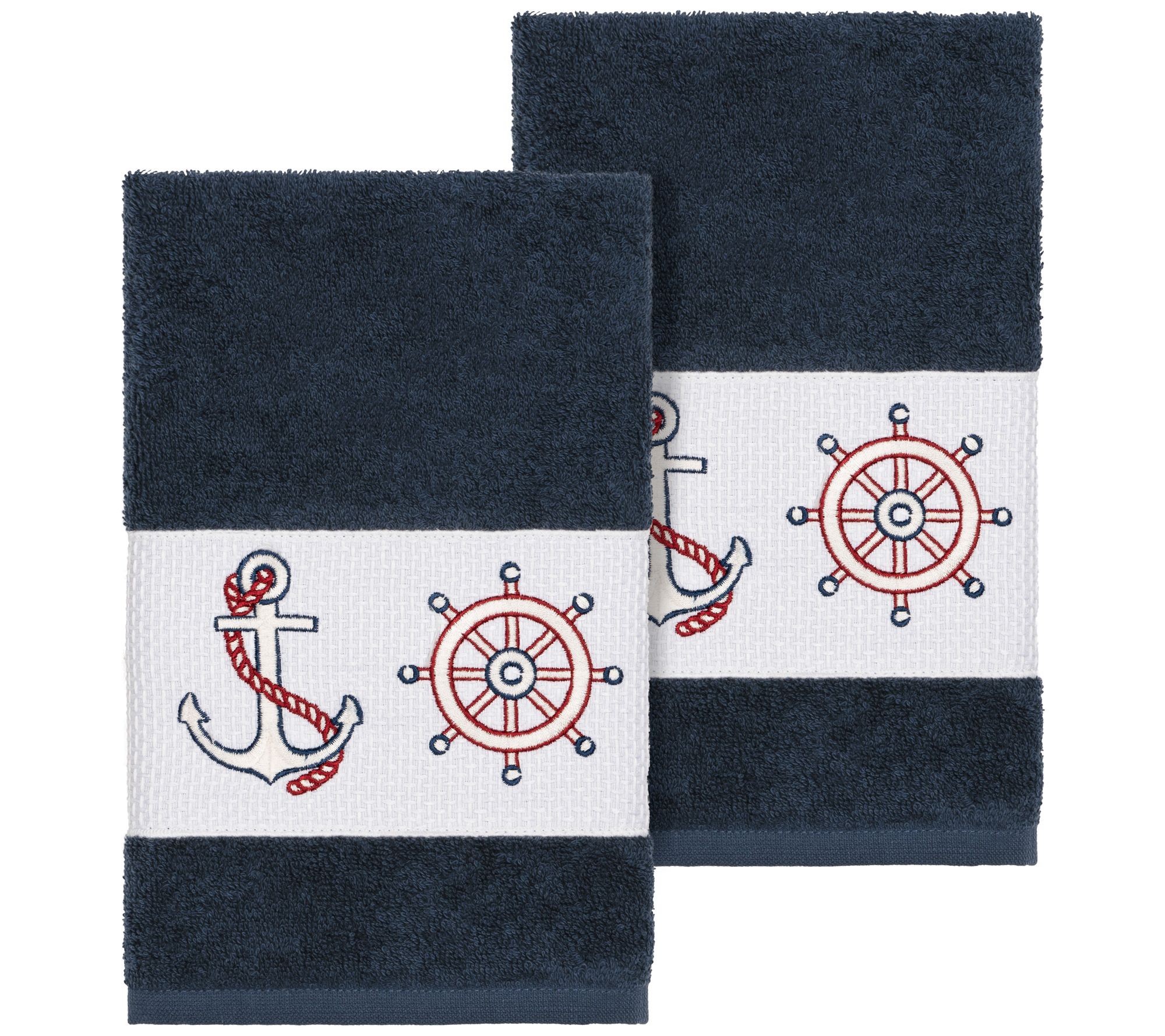 Linum Home Text iles Easton 2PC Embellished Ha nd Towel Set